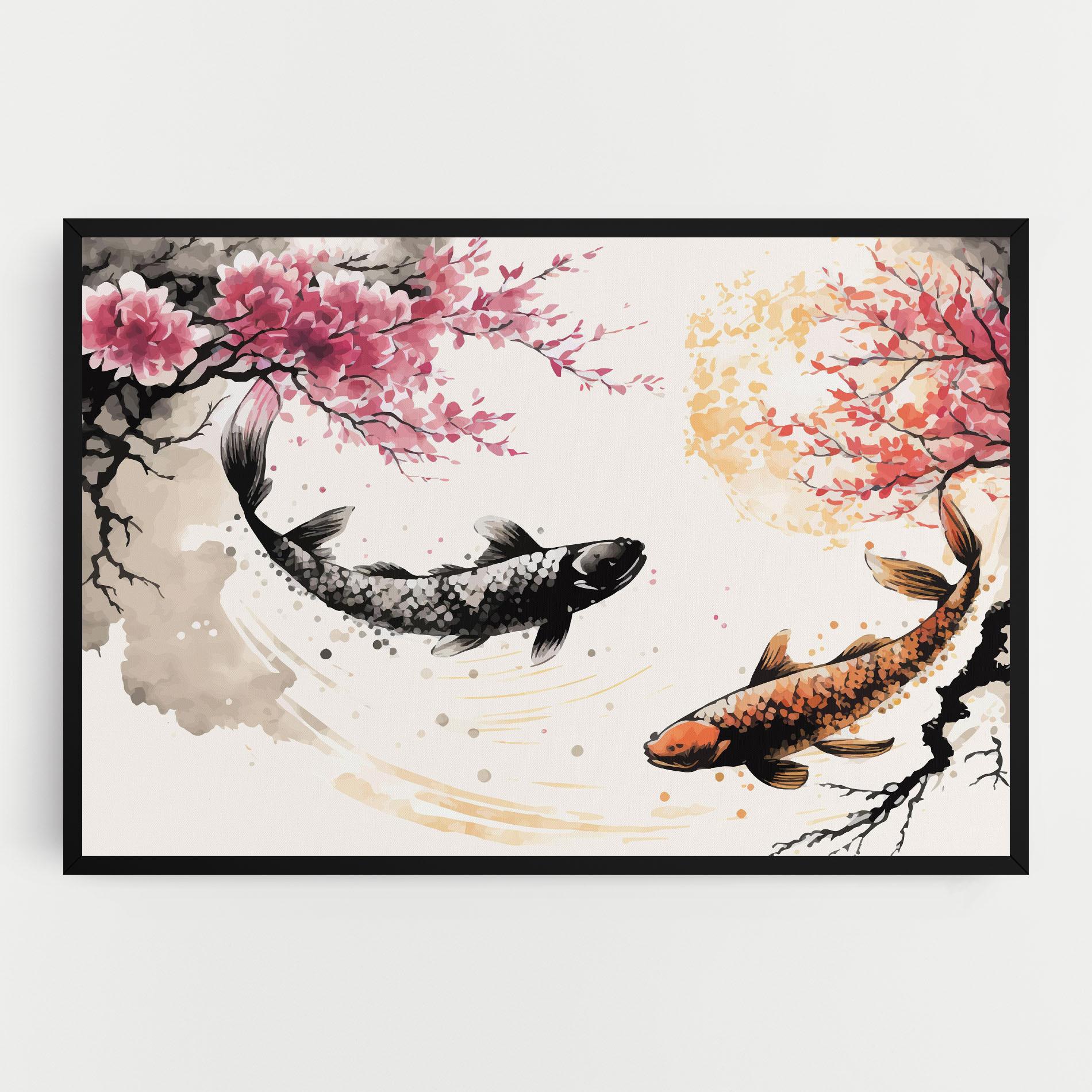 Tablou Canvas Asiatic Flower Fish mockup 0