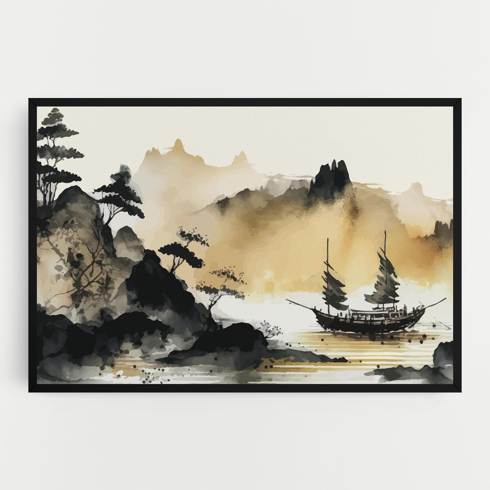 Tablou Canvas Asiatic Grey Cream mockup 0