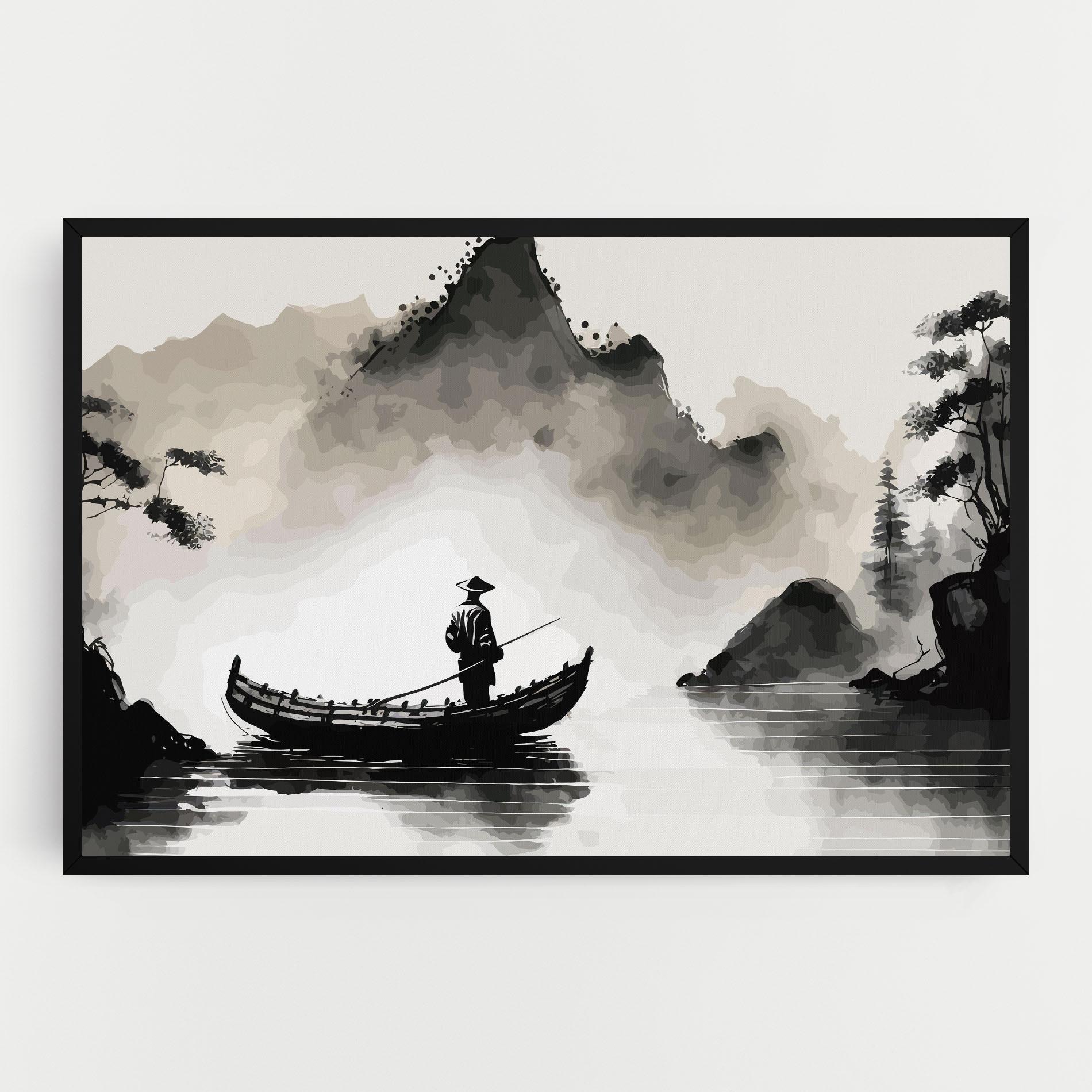 Tablou Canvas Black Ink Boat mockup 0