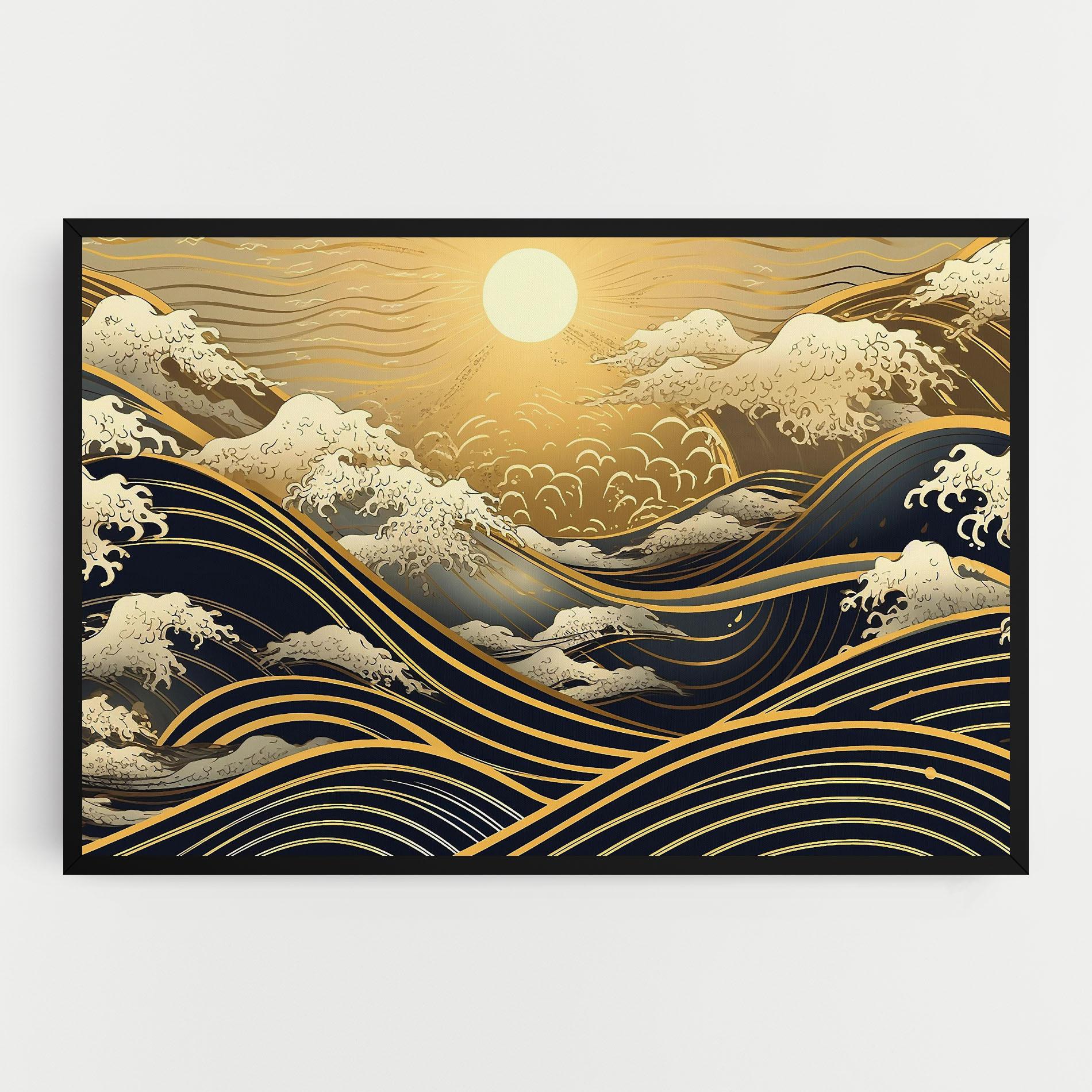 Tablou Canvas Gold Waves Landscape mockup 0