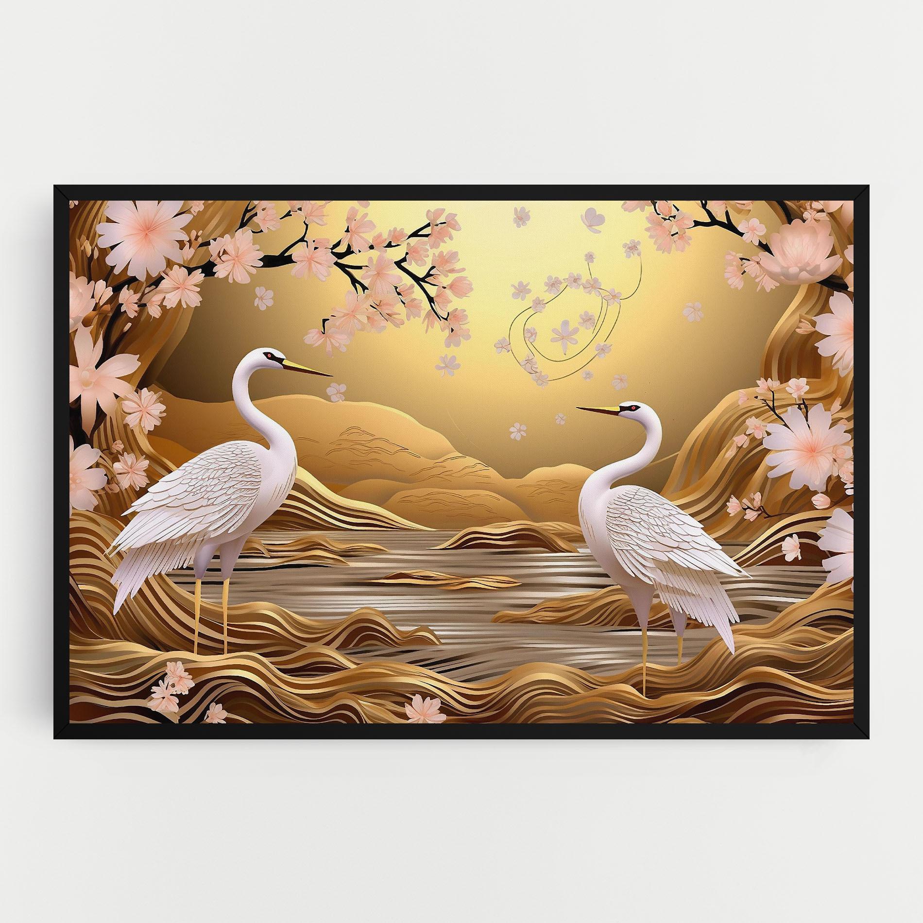 Tablou Canvas Pink Chinese Flowers mockup 0