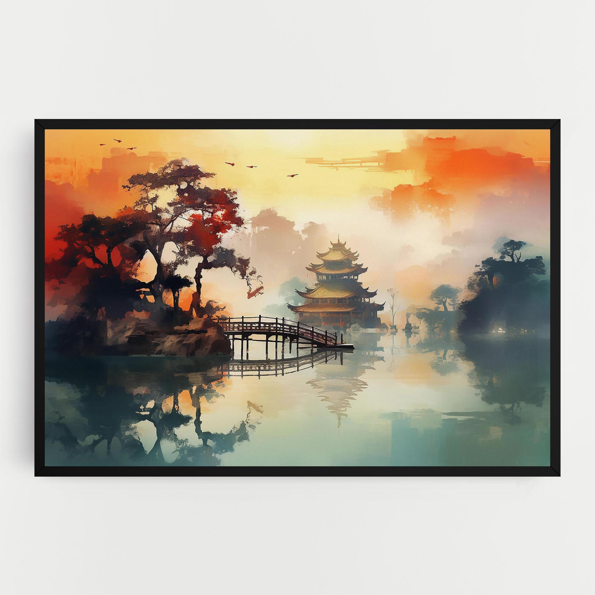 Tablou Canvas Sunset Fog Water mockup 0