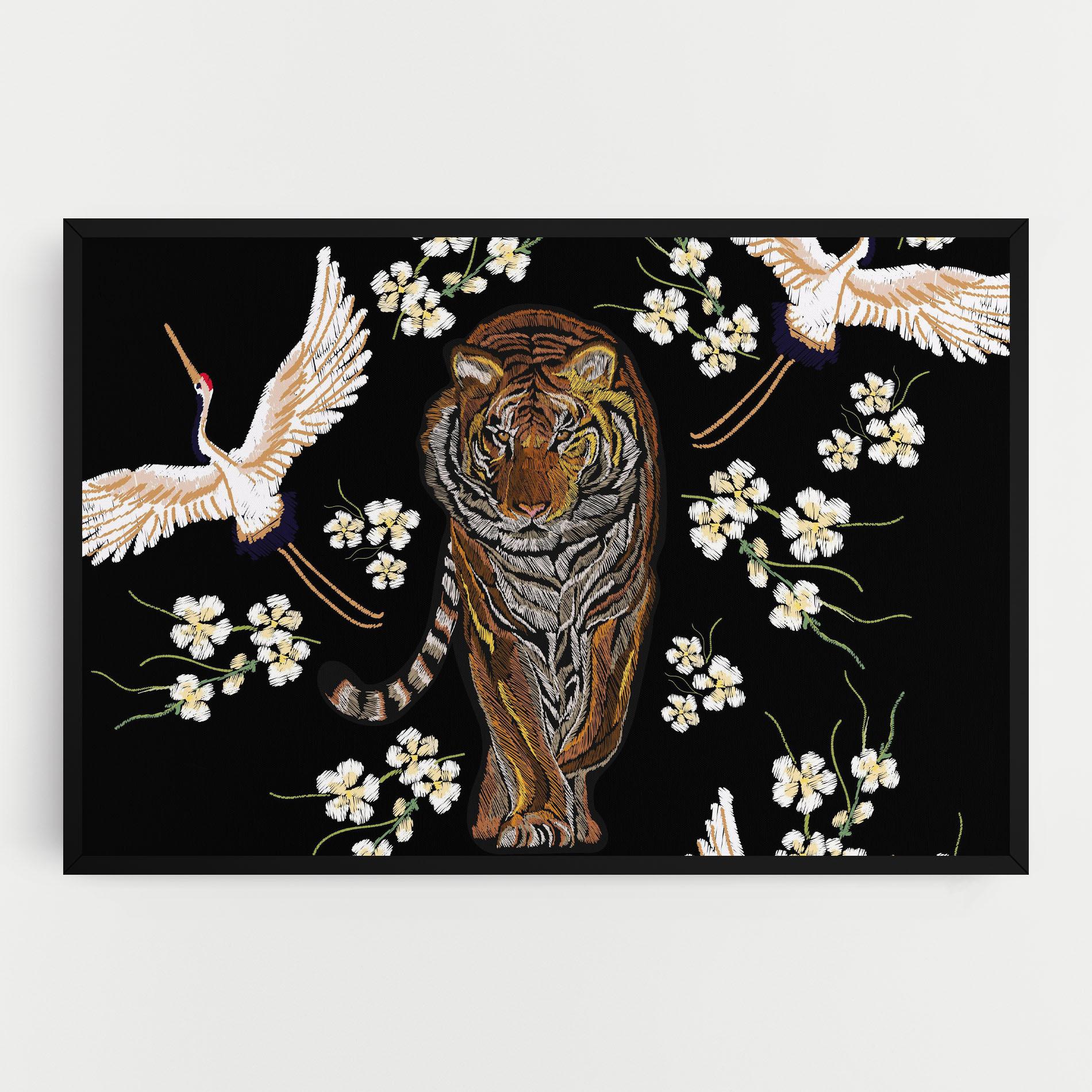 Tablou Canvas Tiger Birds Art mockup 0