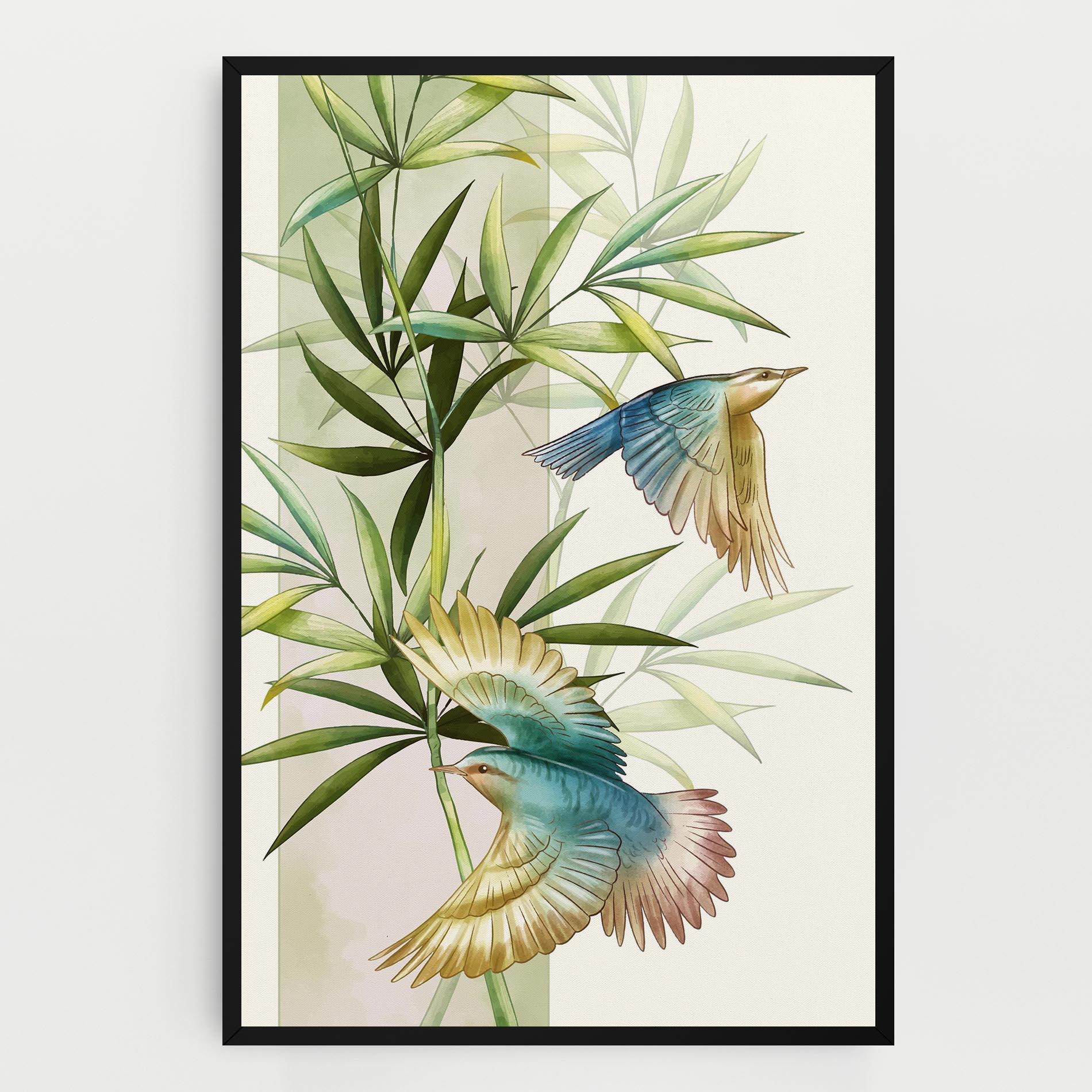 Tablou Canvas Asiatic Blue Birds mockup 0