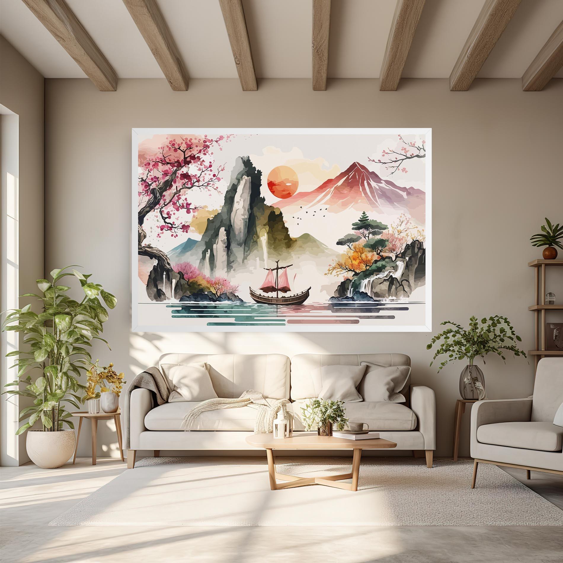 Tablou Canvas Asian Orange Sunset mockup 6