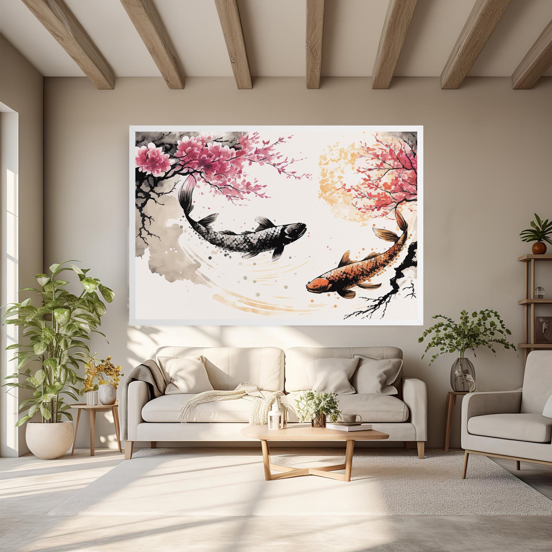 Tablou Canvas Asiatic Flower Fish mockup 6