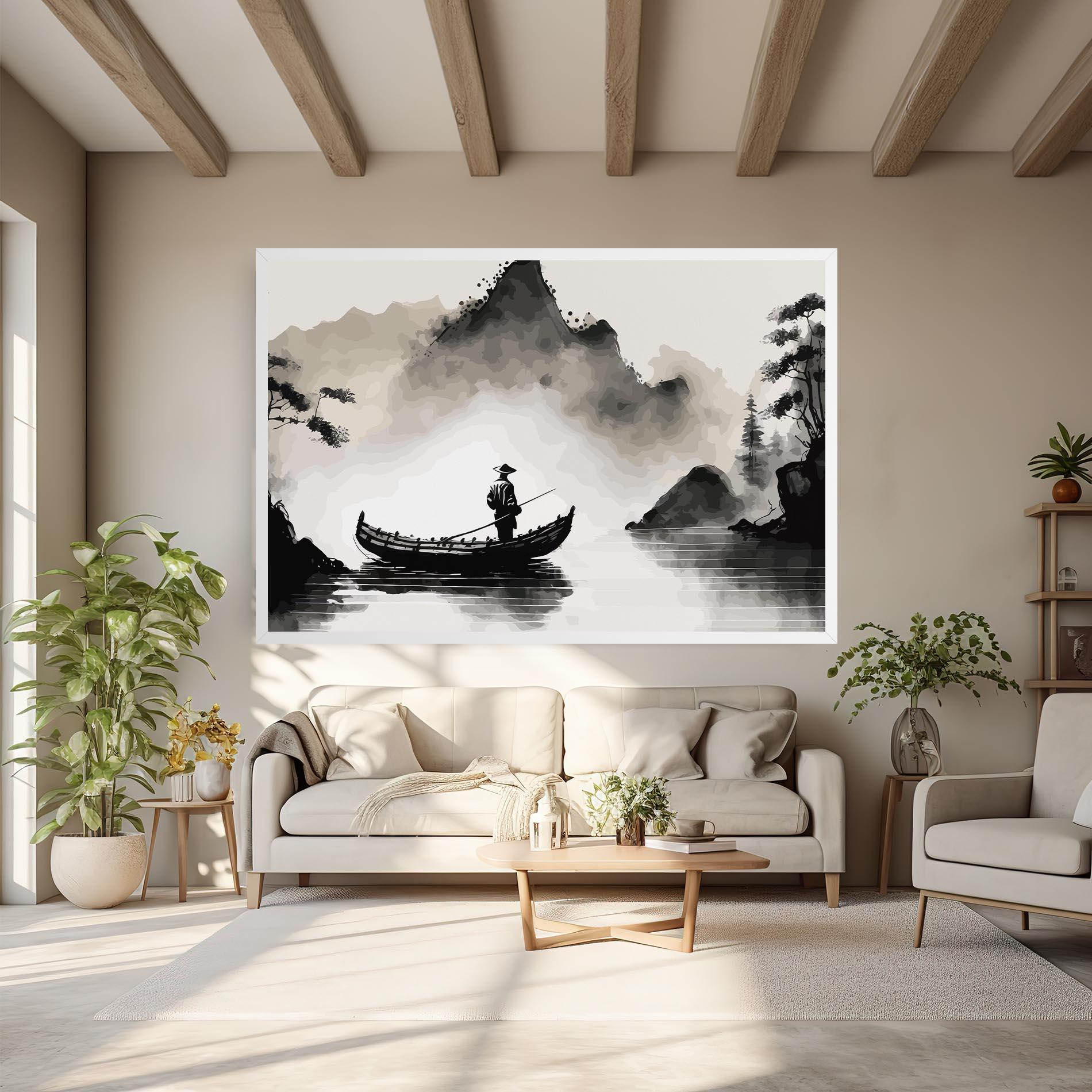 Tablou Canvas Black Ink Boat mockup 6