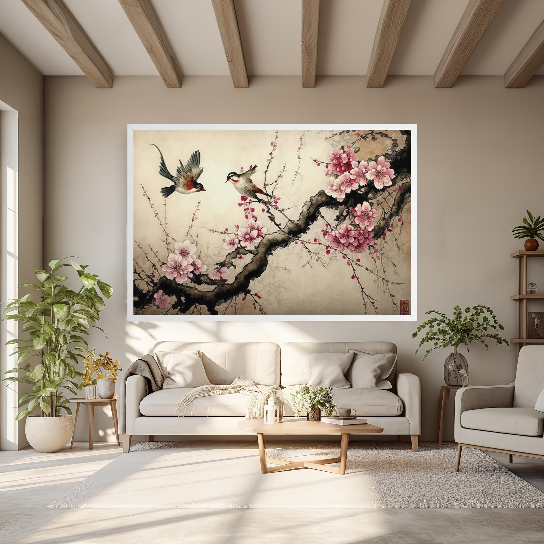 Tablou Canvas Cherry Blossom Birds mockup 6