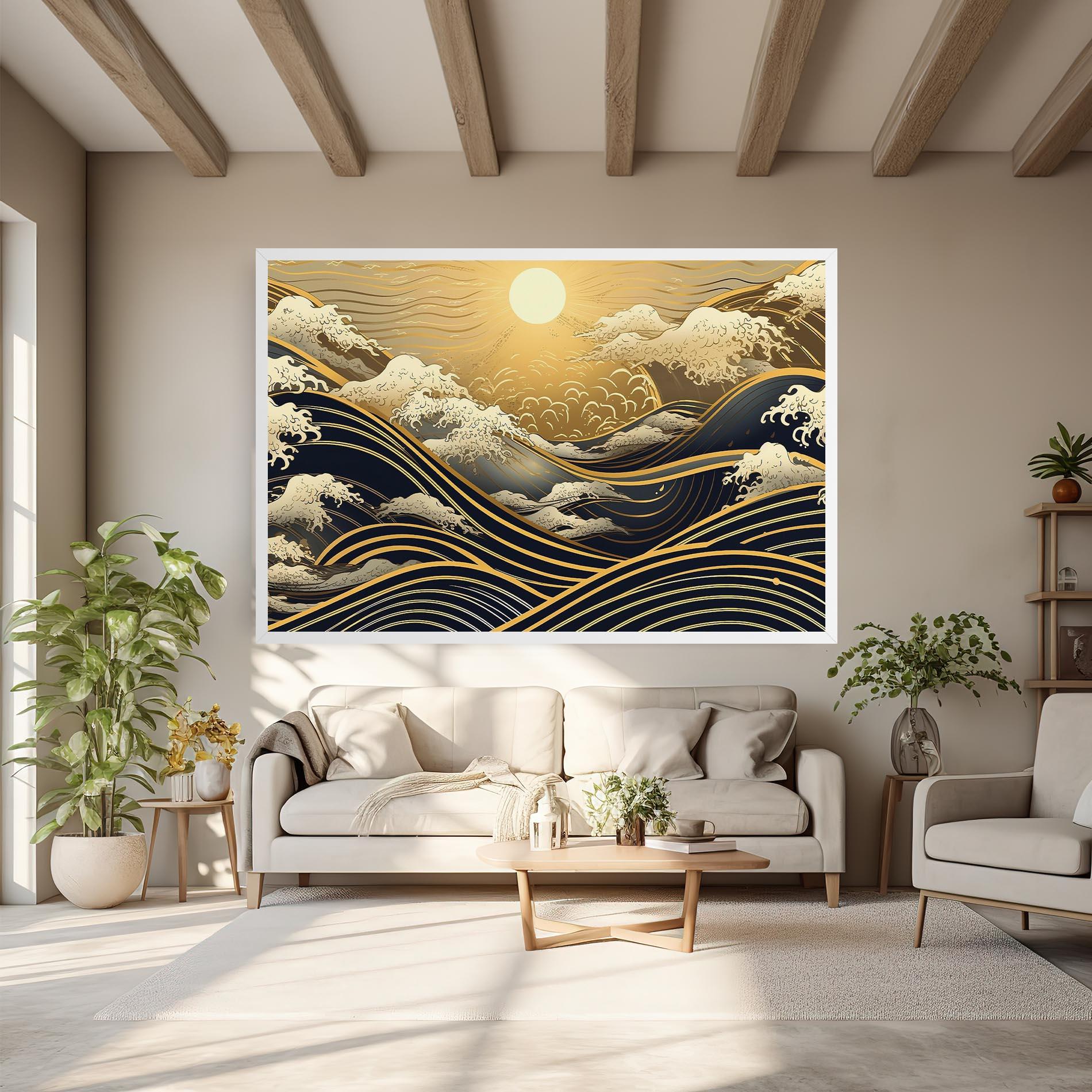 Tablou Canvas Gold Waves Landscape mockup 6