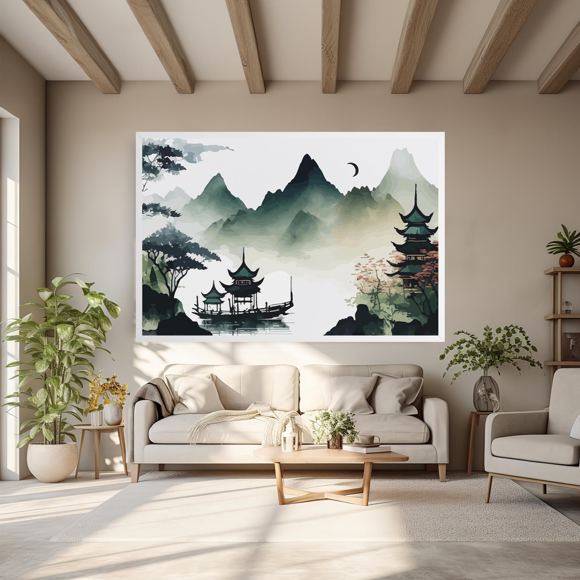 Tablou Canvas Green Mountain Moon mockup 6