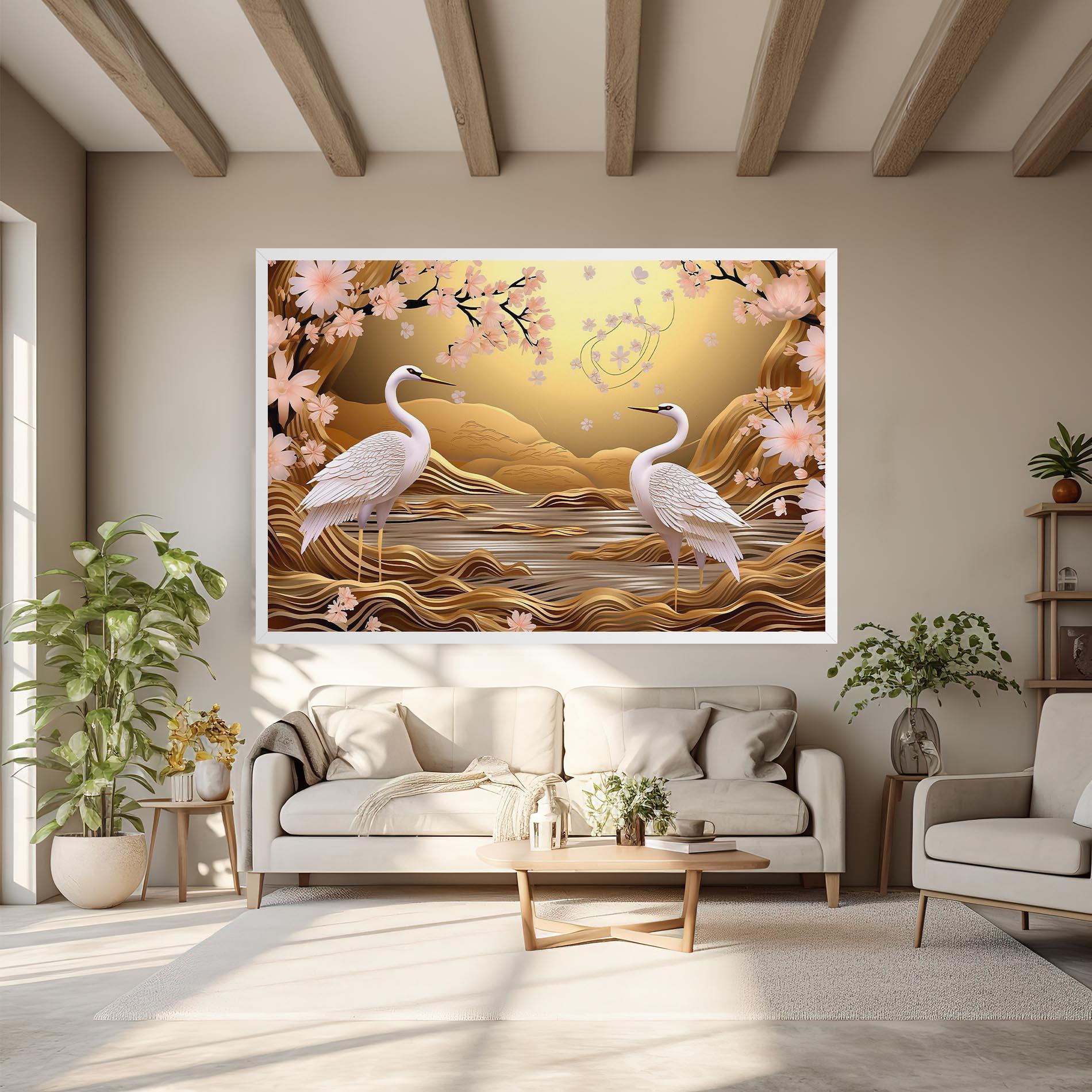 Tablou Canvas Pink Chinese Flowers mockup 6