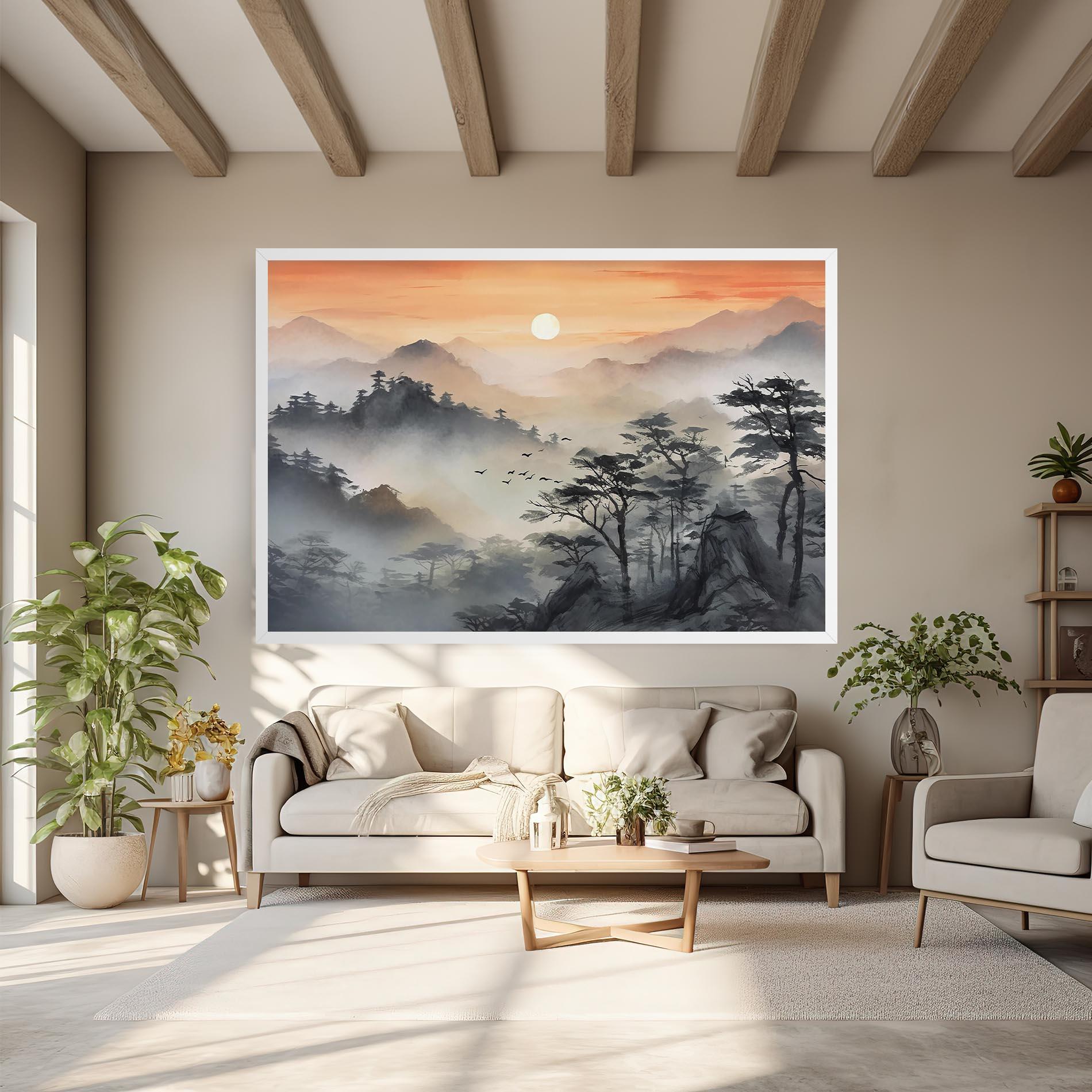 Tablou Canvas Sunset Fog mockup 6