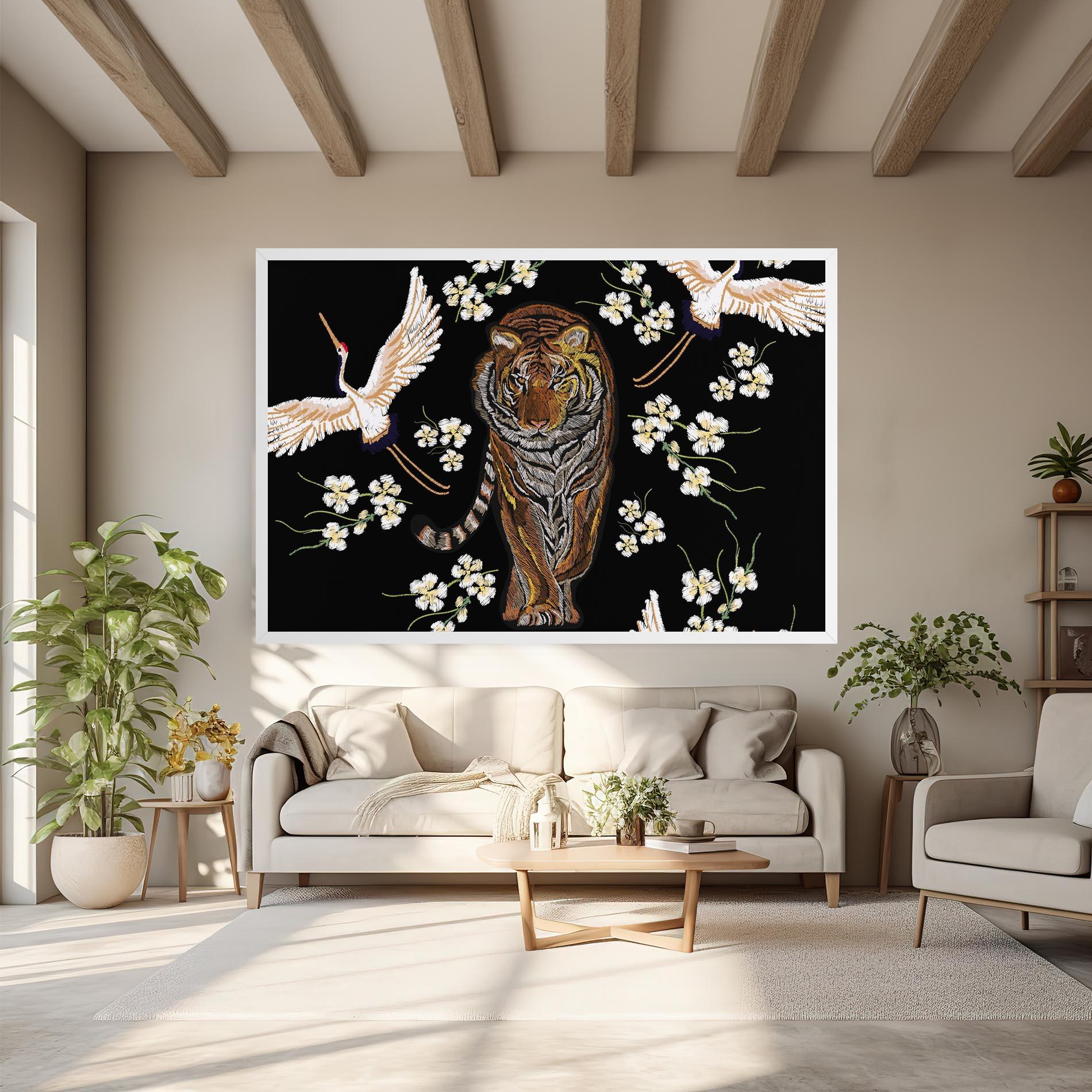 Tablou Canvas Tiger Birds Art mockup 6