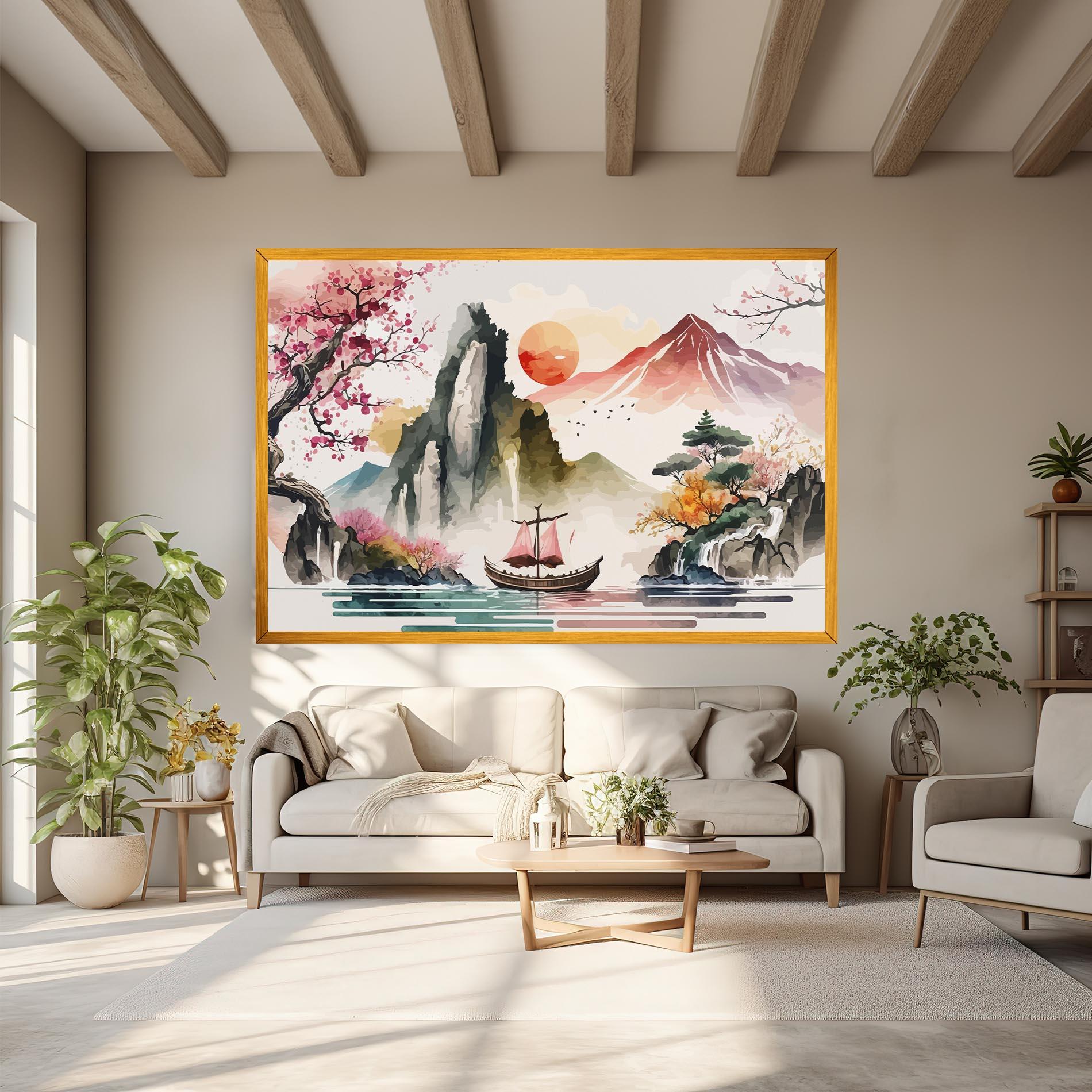 Tablou Canvas Asian Orange Sunset mockup 6