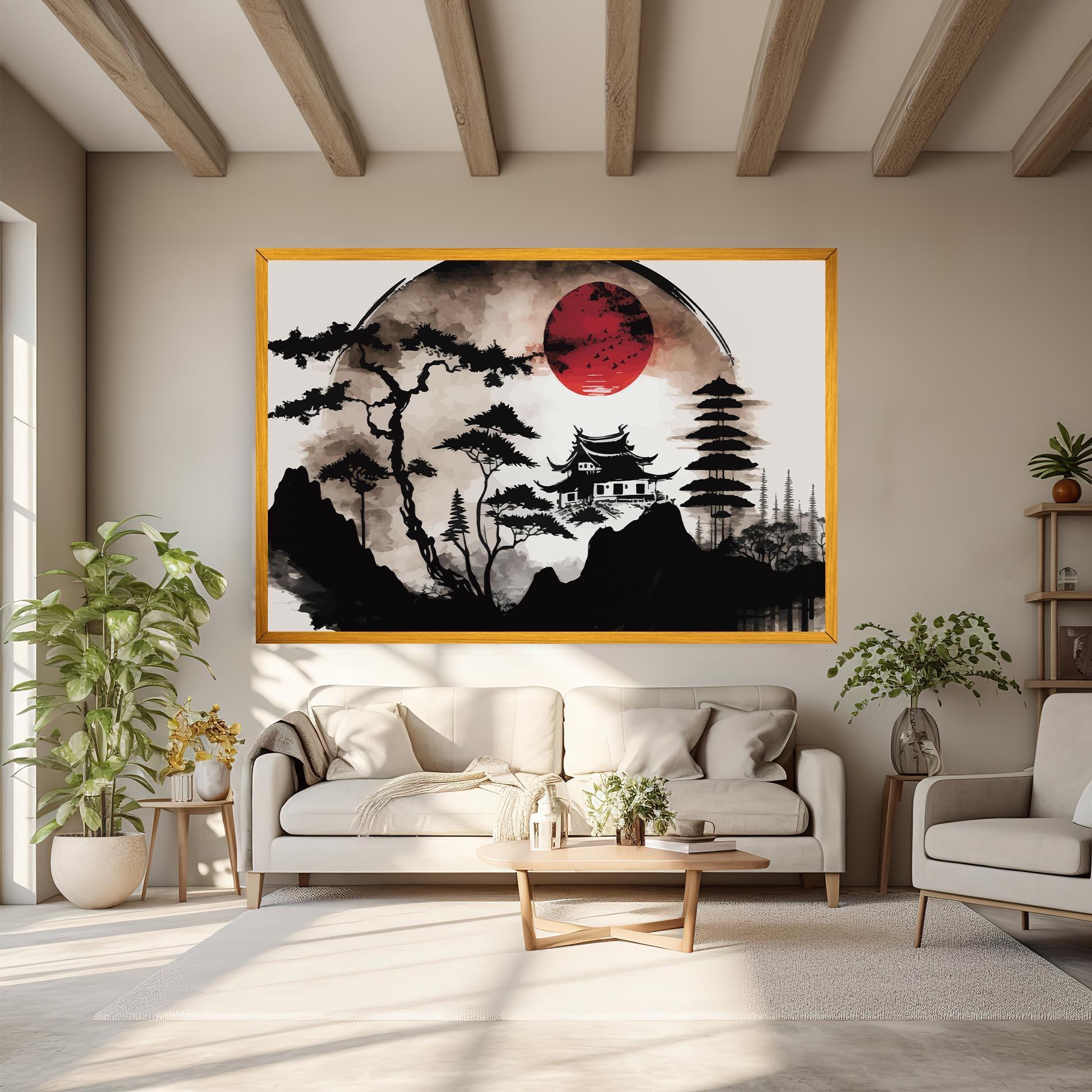 Tablou Canvas Asian Red Moon mockup 6