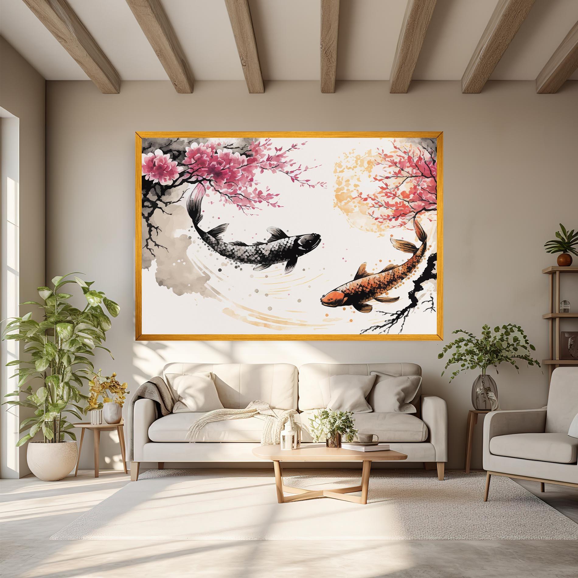 Tablou Canvas Asiatic Flower Fish mockup 6
