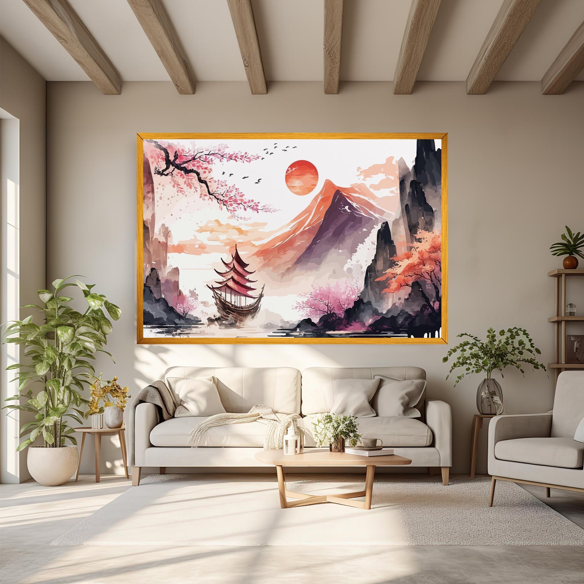 Tablou Canvas Asiatic Purple Mountain mockup 6