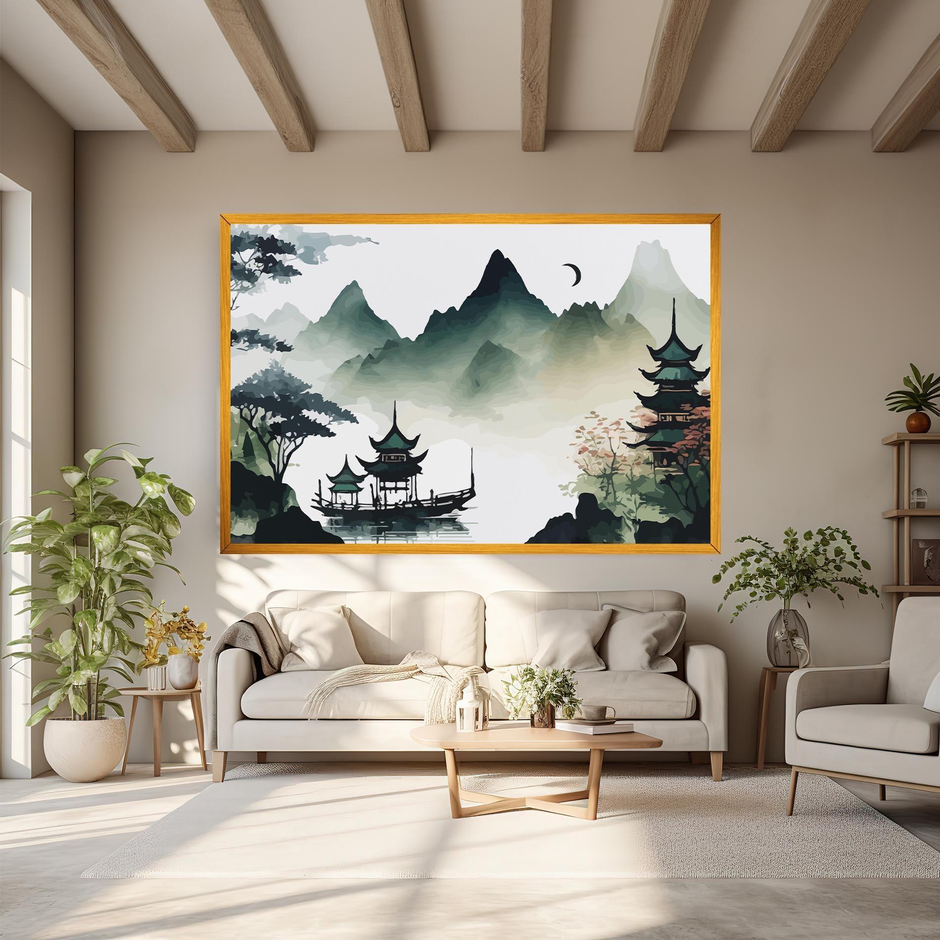 Tablou Canvas Green Mountain Moon mockup 6