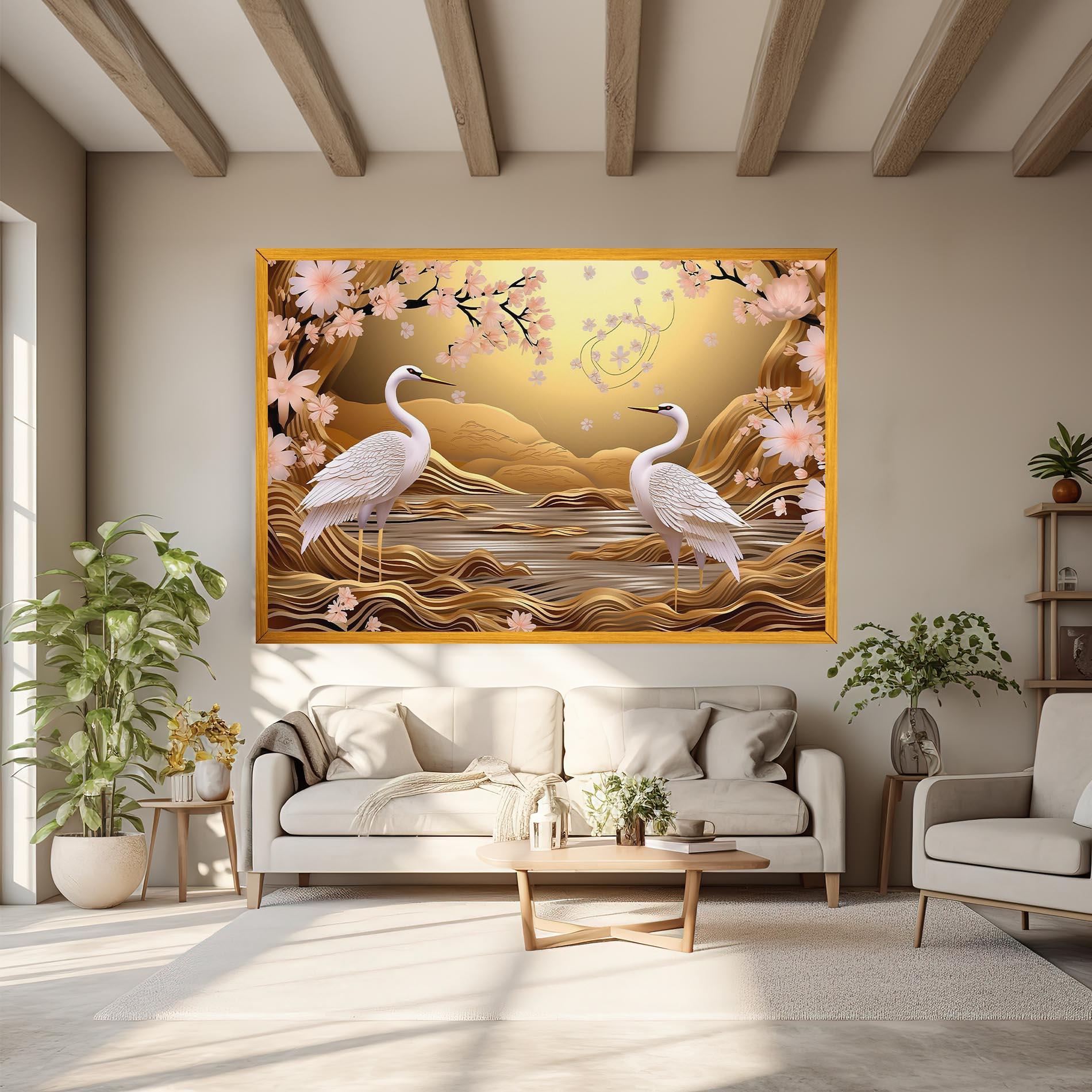Tablou Canvas Pink Chinese Flowers mockup 6