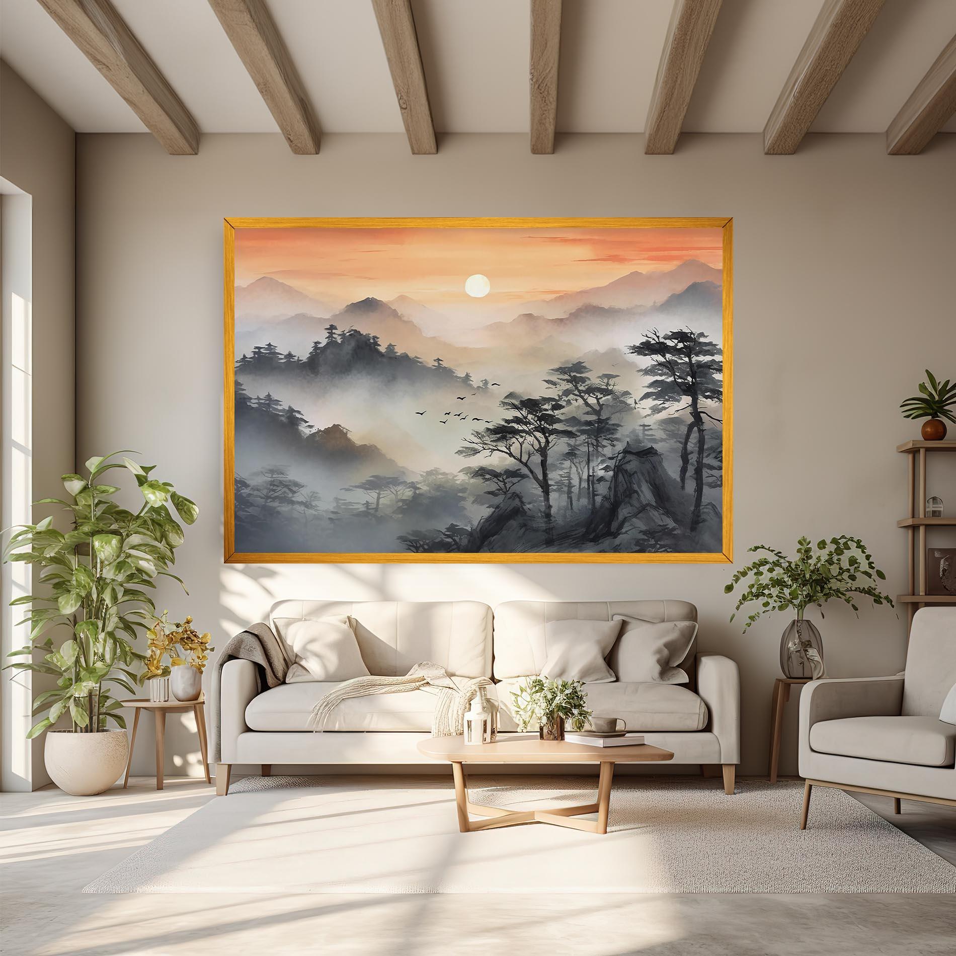 Tablou Canvas Sunset Fog mockup 6