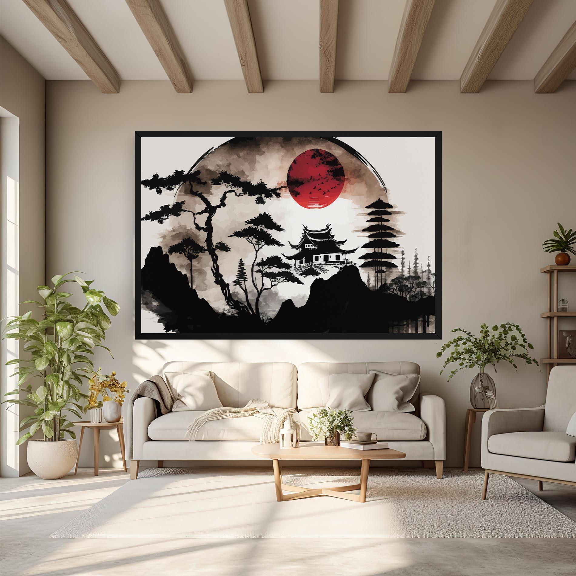 Tablou Canvas Asian Red Moon mockup 6
