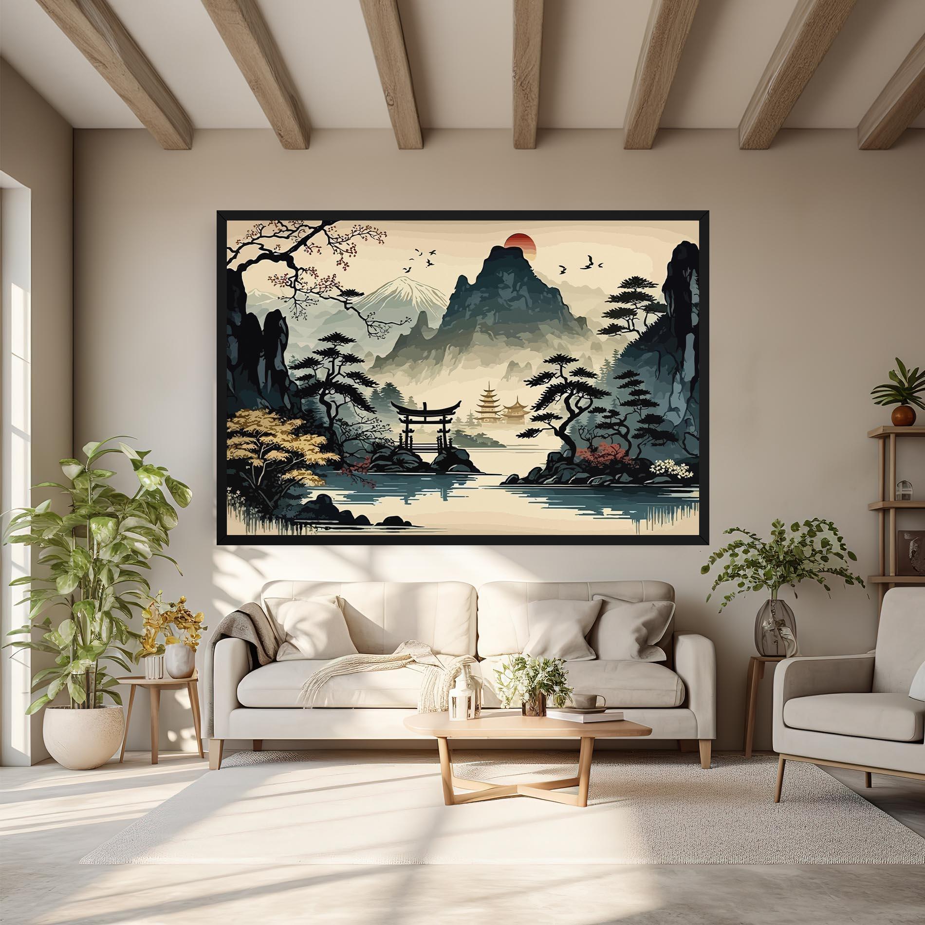 Tablou Canvas Cream Chinese Mountain mockup 6