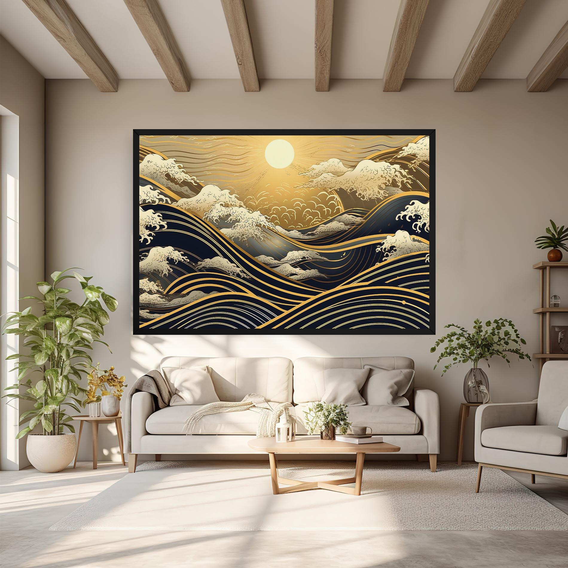Tablou Canvas Gold Waves Landscape mockup 6