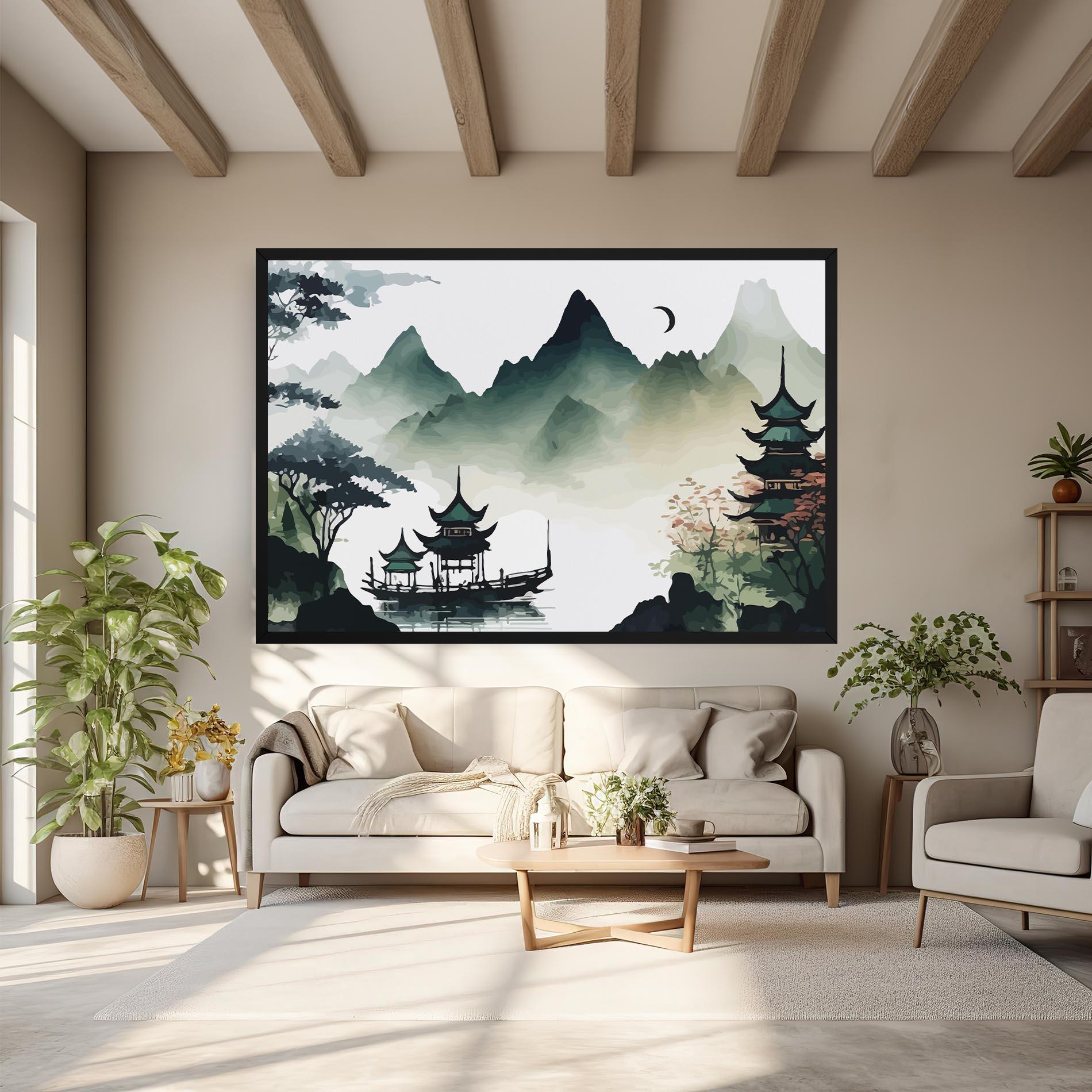 Tablou Canvas Green Mountain Moon mockup 6