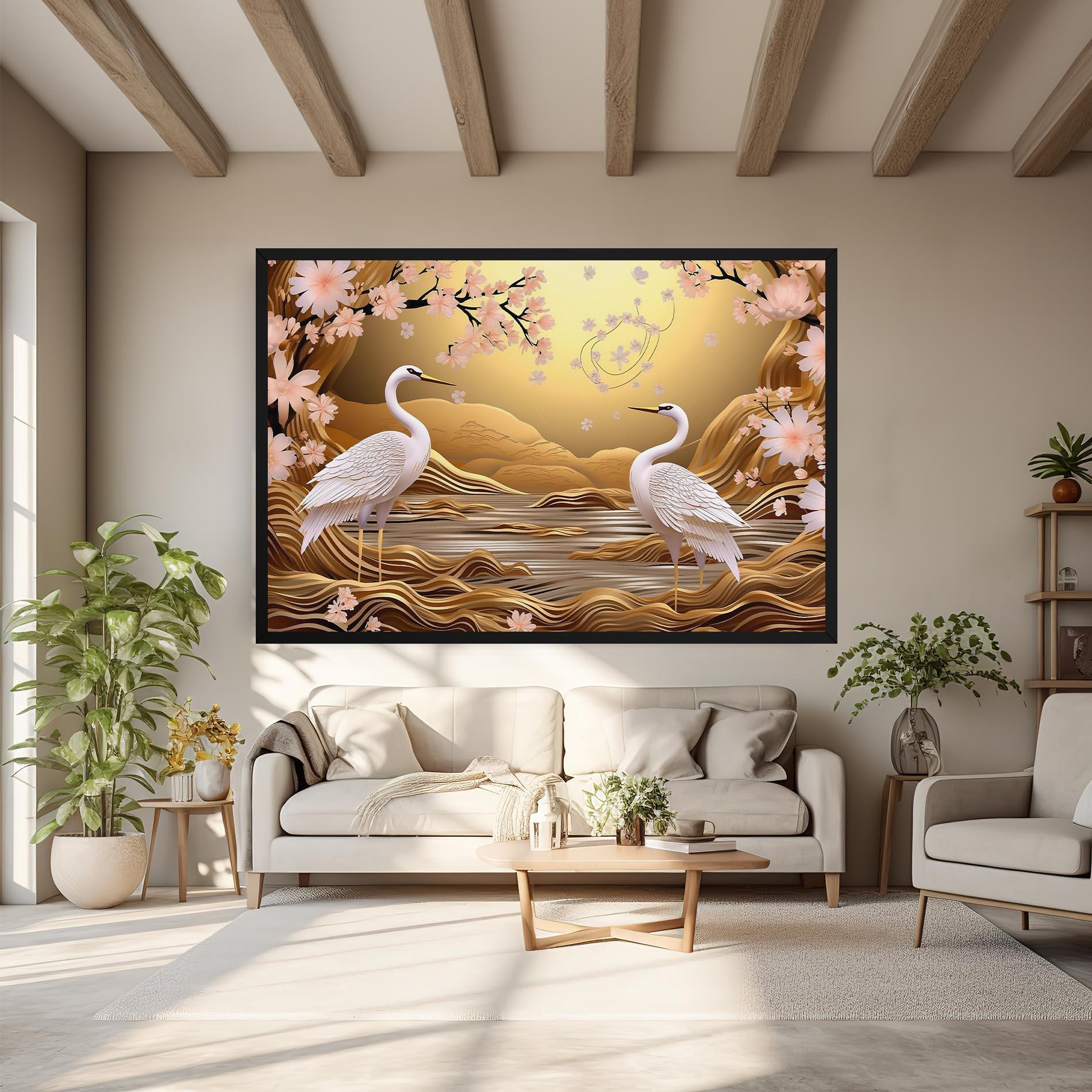 Tablou Canvas Pink Chinese Flowers mockup 6
