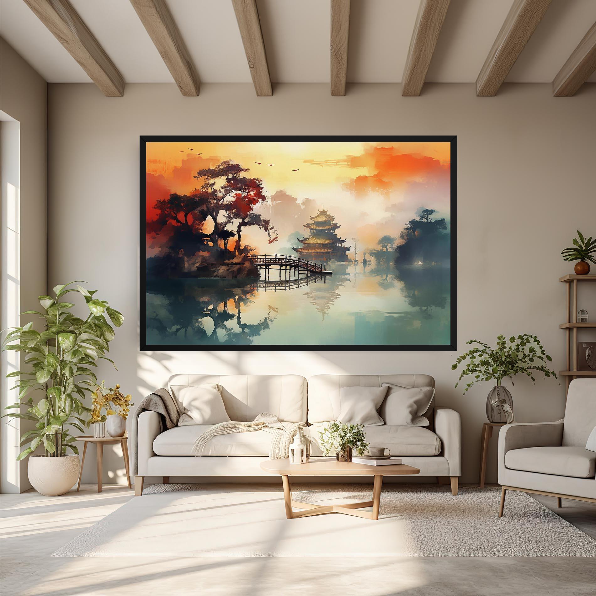 Tablou Canvas Sunset Fog Water mockup 6