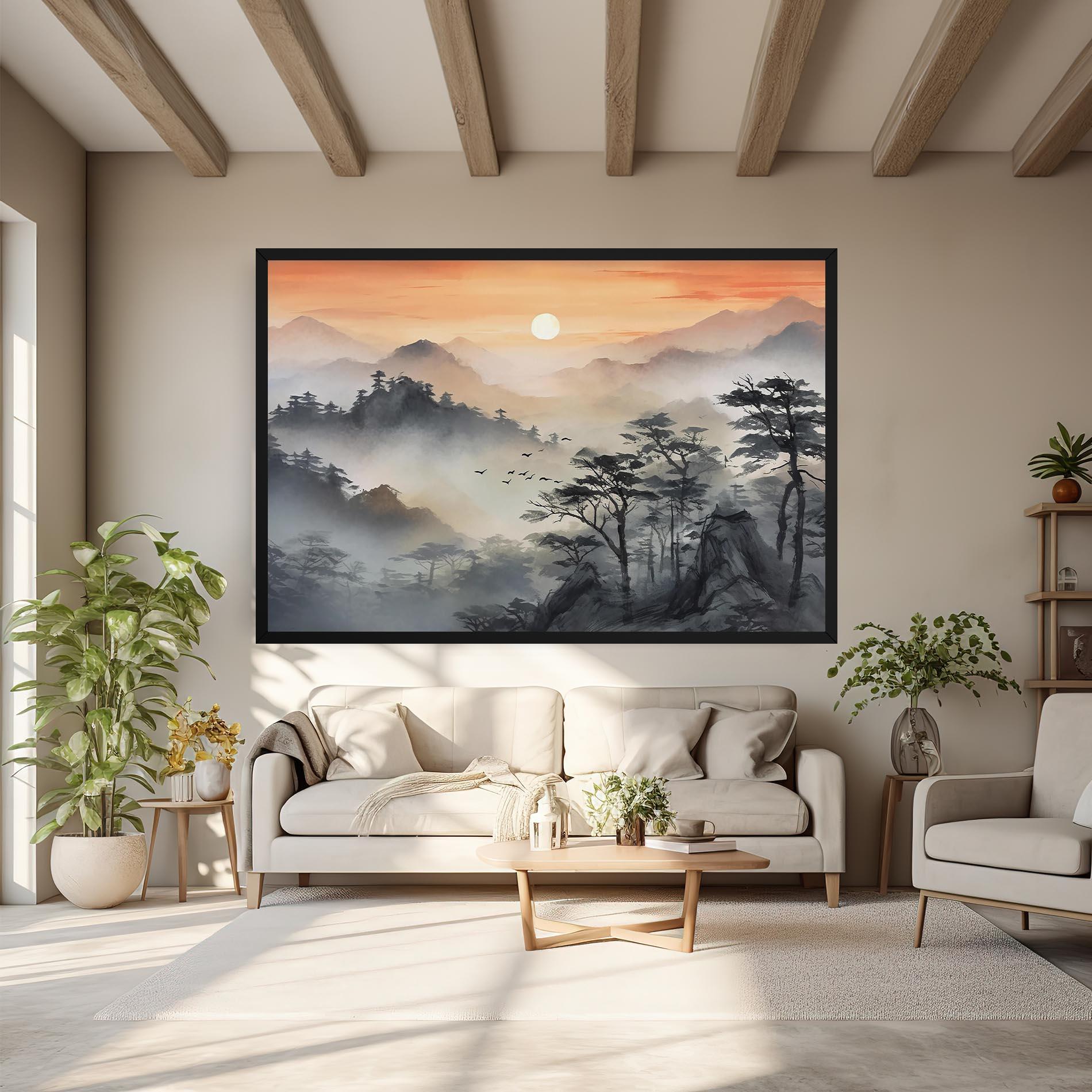 Tablou Canvas Sunset Fog mockup 6