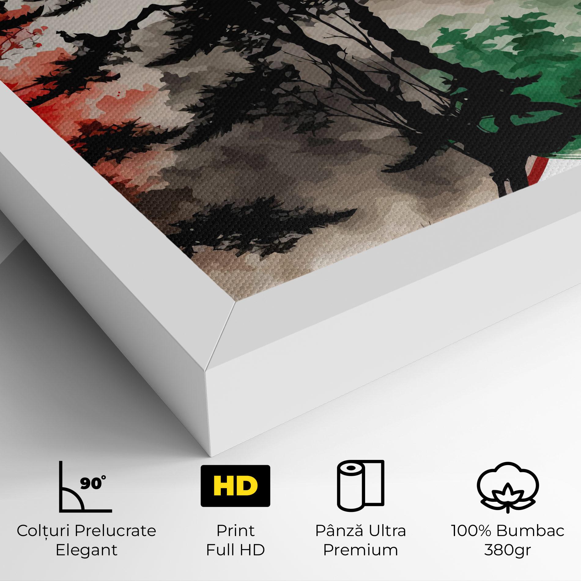 Tablou Canvas Green Red Tree Art mockup 4