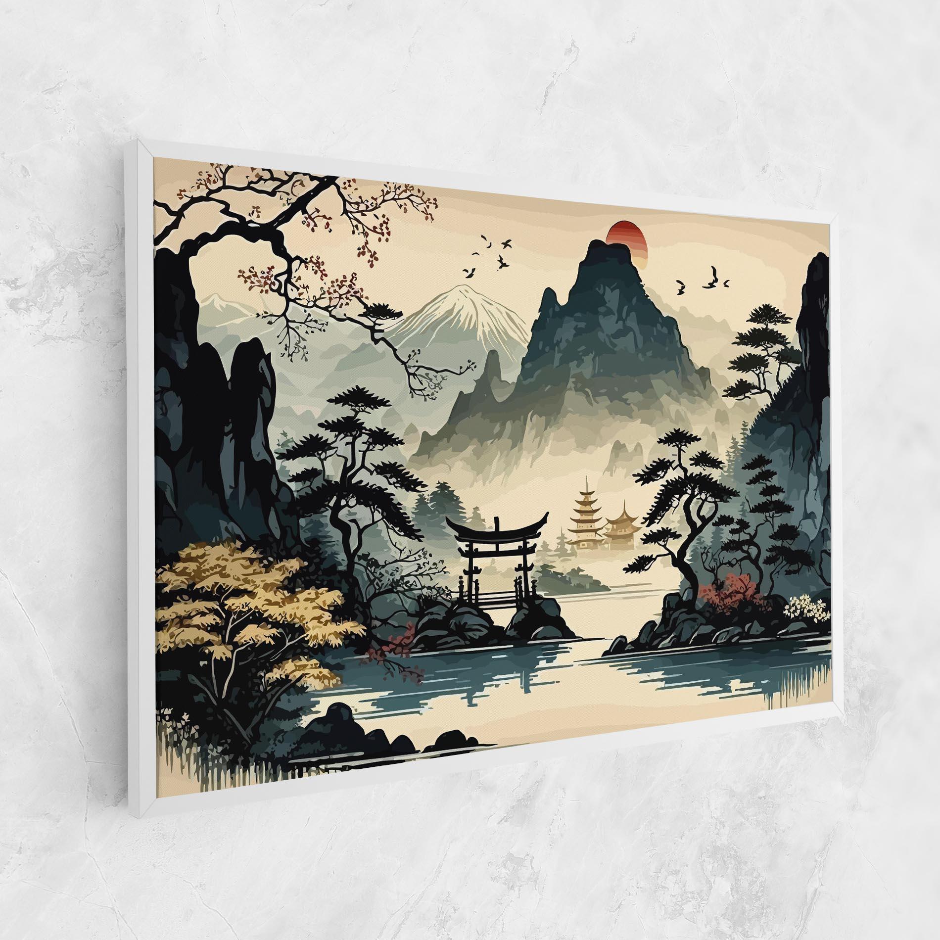 Tablou Canvas Cream Chinese Mountain mockup 1