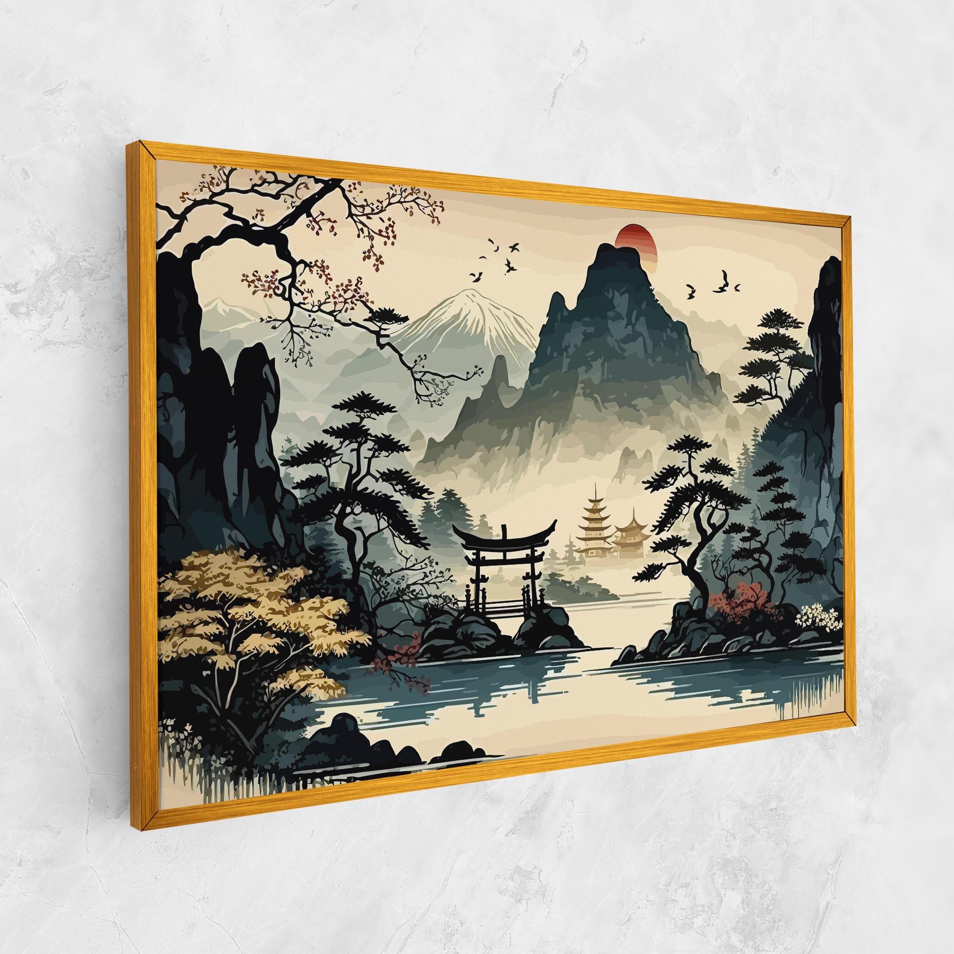 Tablou Canvas Cream Chinese Mountain mockup 1