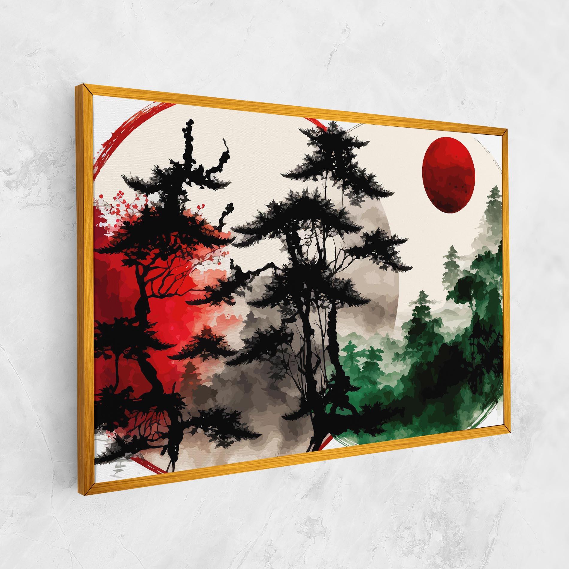 Tablou Canvas Green Red Tree Art mockup 1
