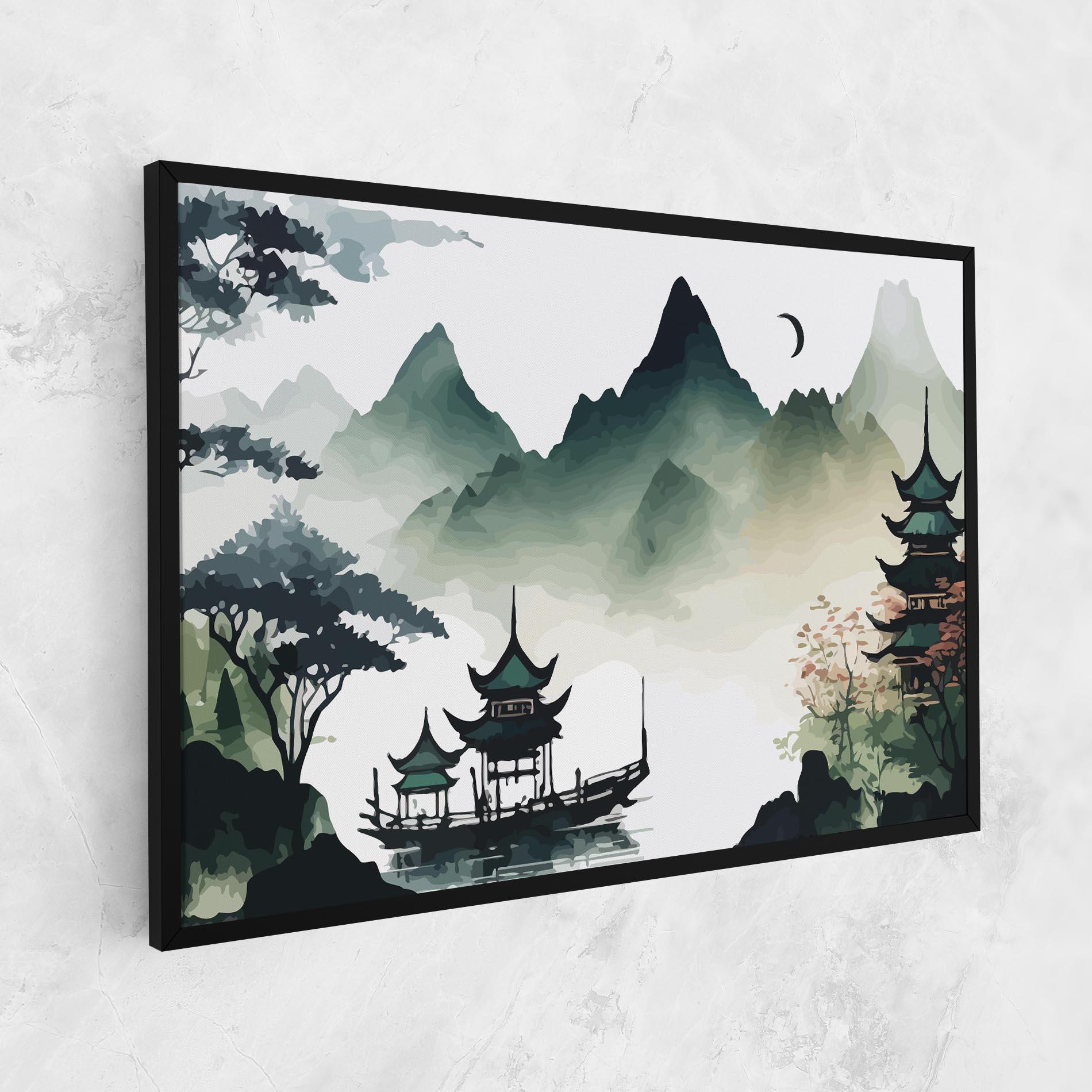 Tablou Canvas Green Mountain Moon mockup 1