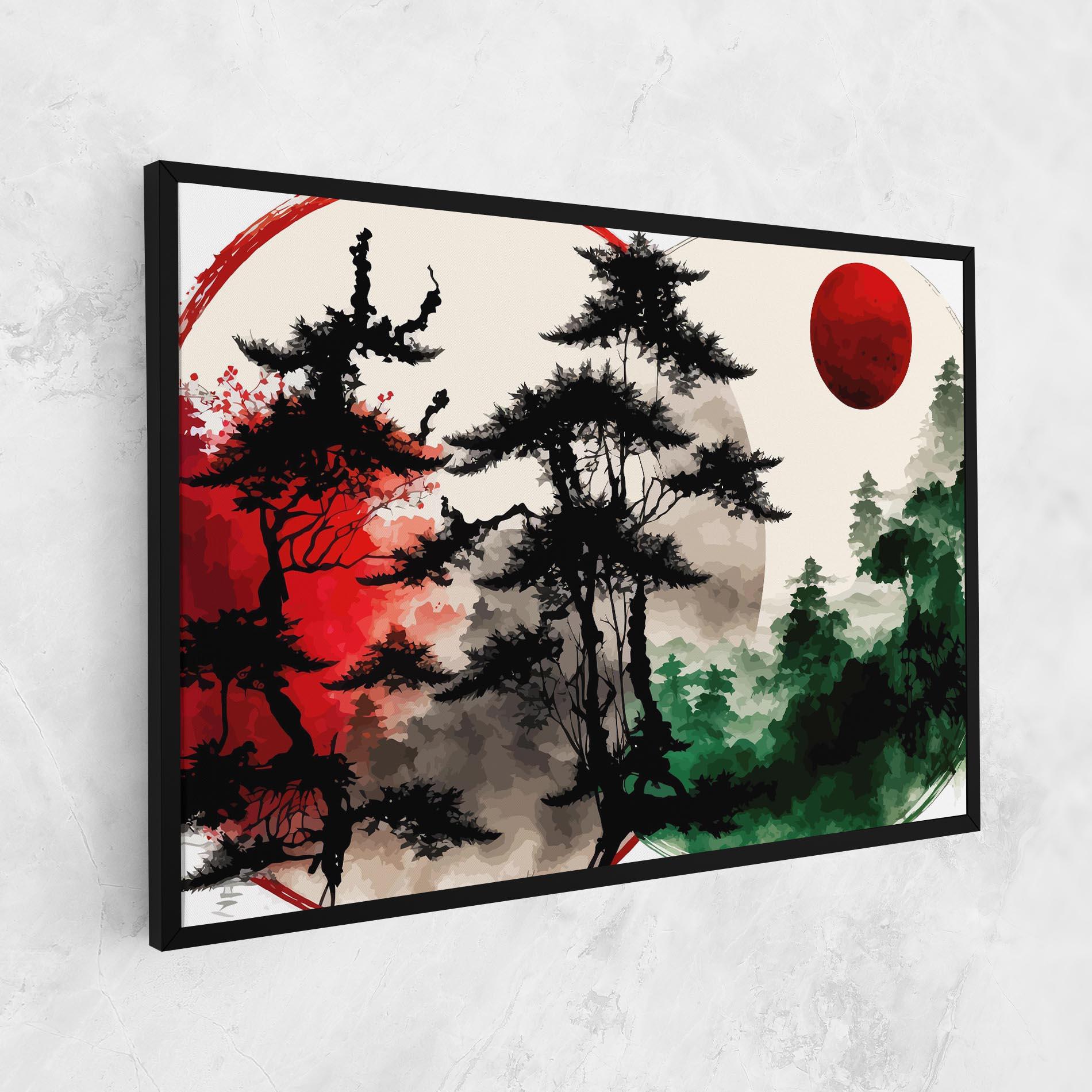 Tablou Canvas Green Red Tree Art mockup 1