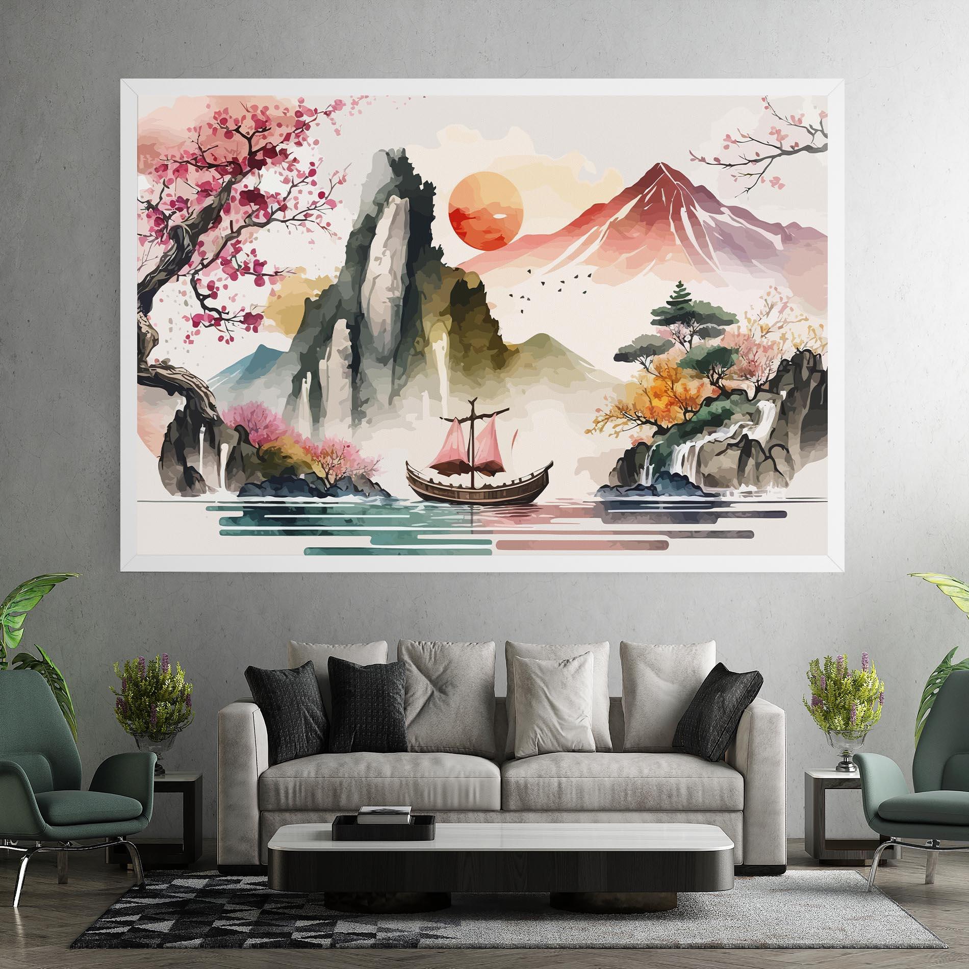 Tablou Canvas Asian Orange Sunset mockup 7