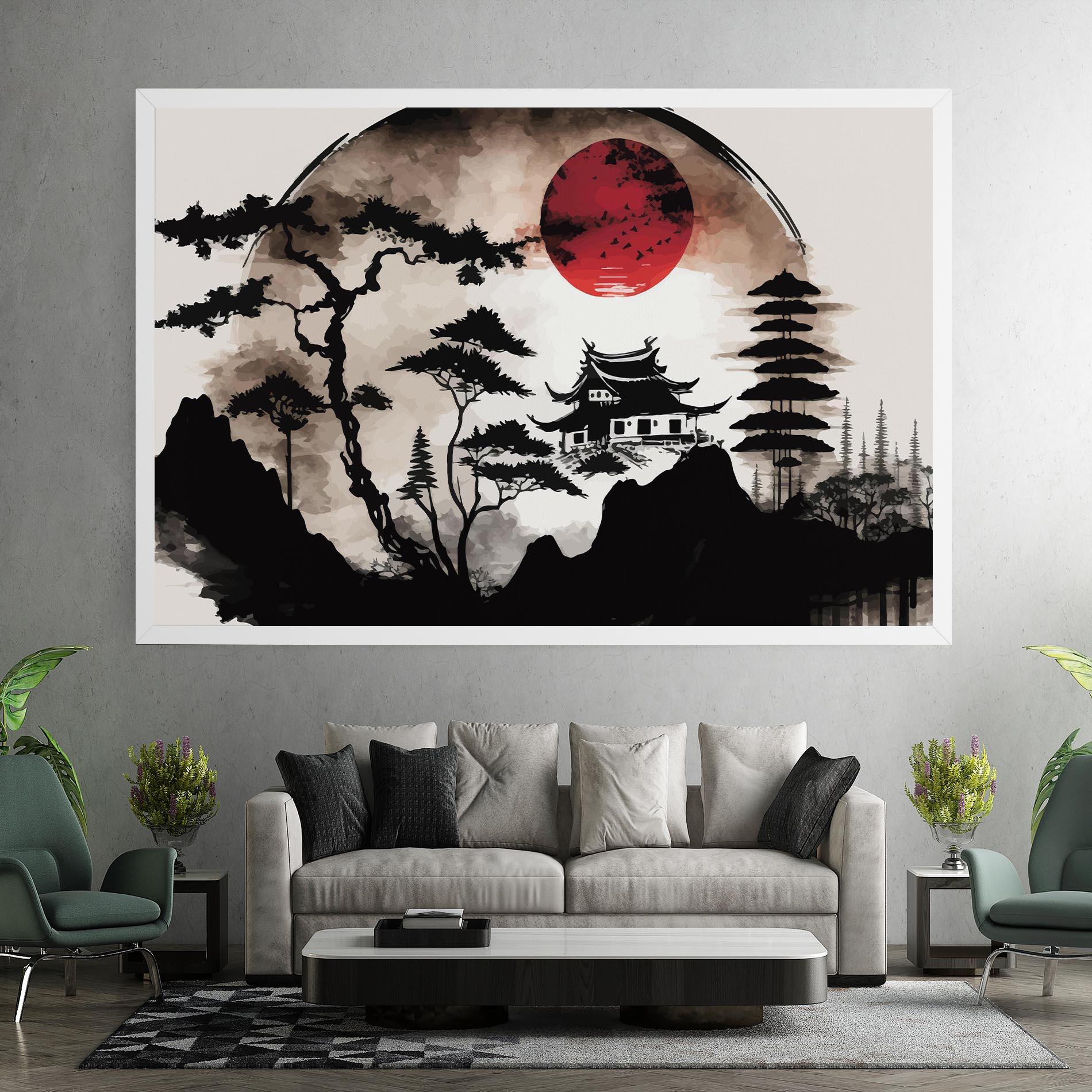 Tablou Canvas Asian Red Moon mockup 7