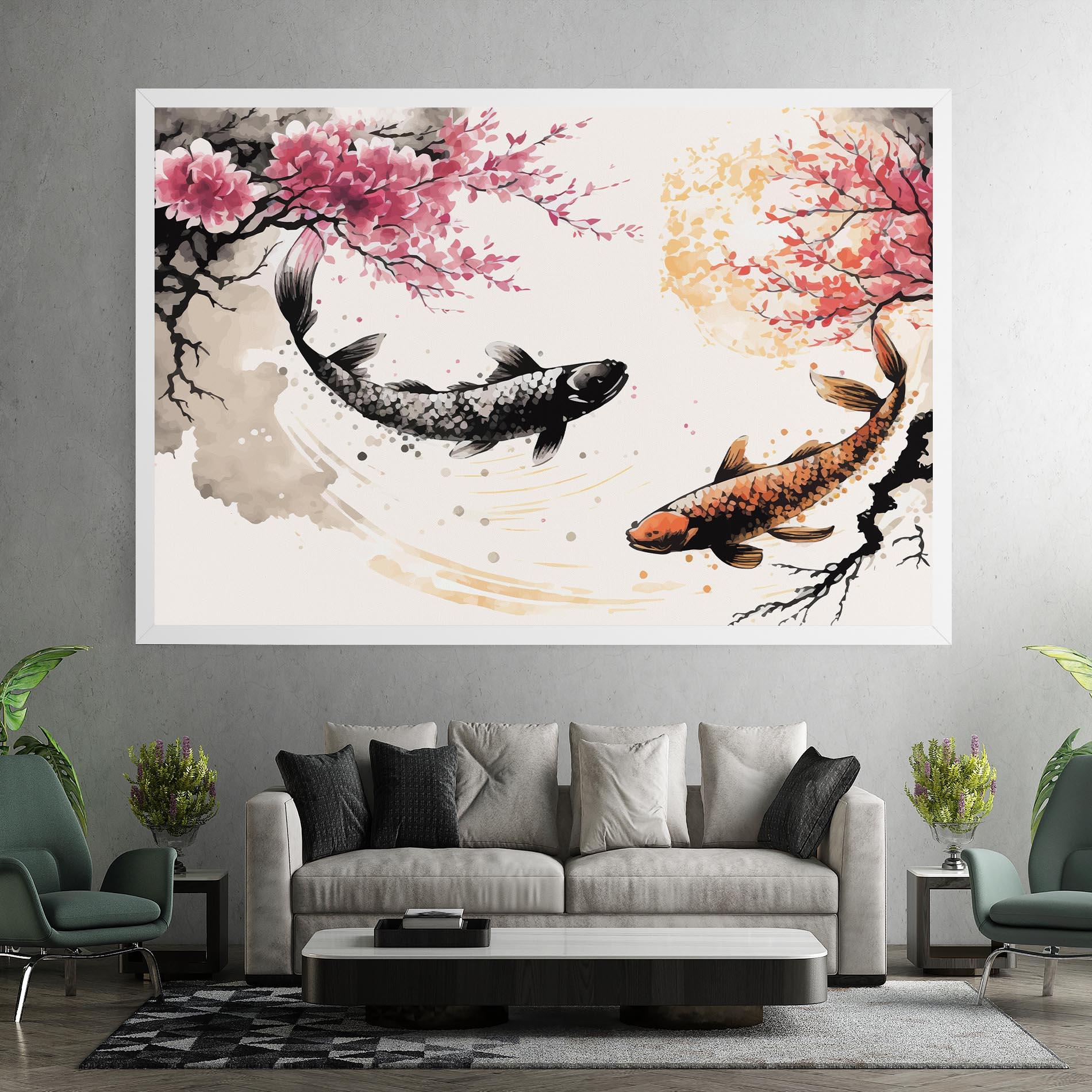 Tablou Canvas Asiatic Flower Fish mockup 7