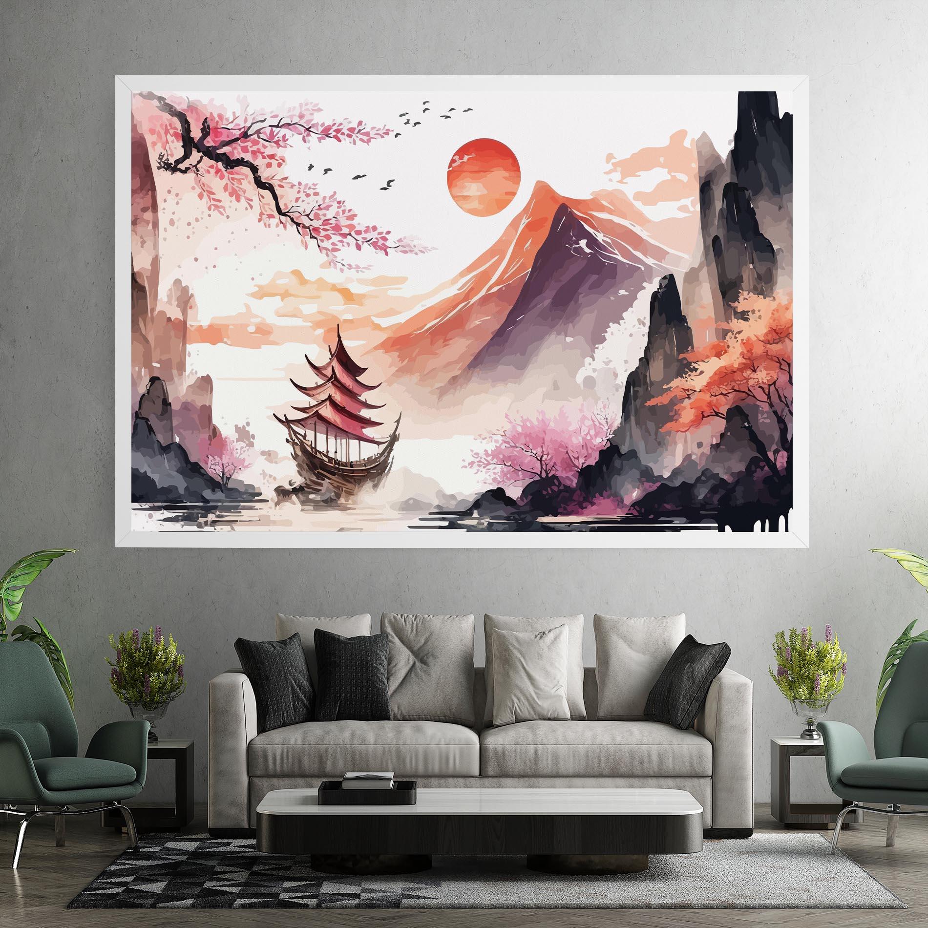 Tablou Canvas Asiatic Purple Mountain mockup 7