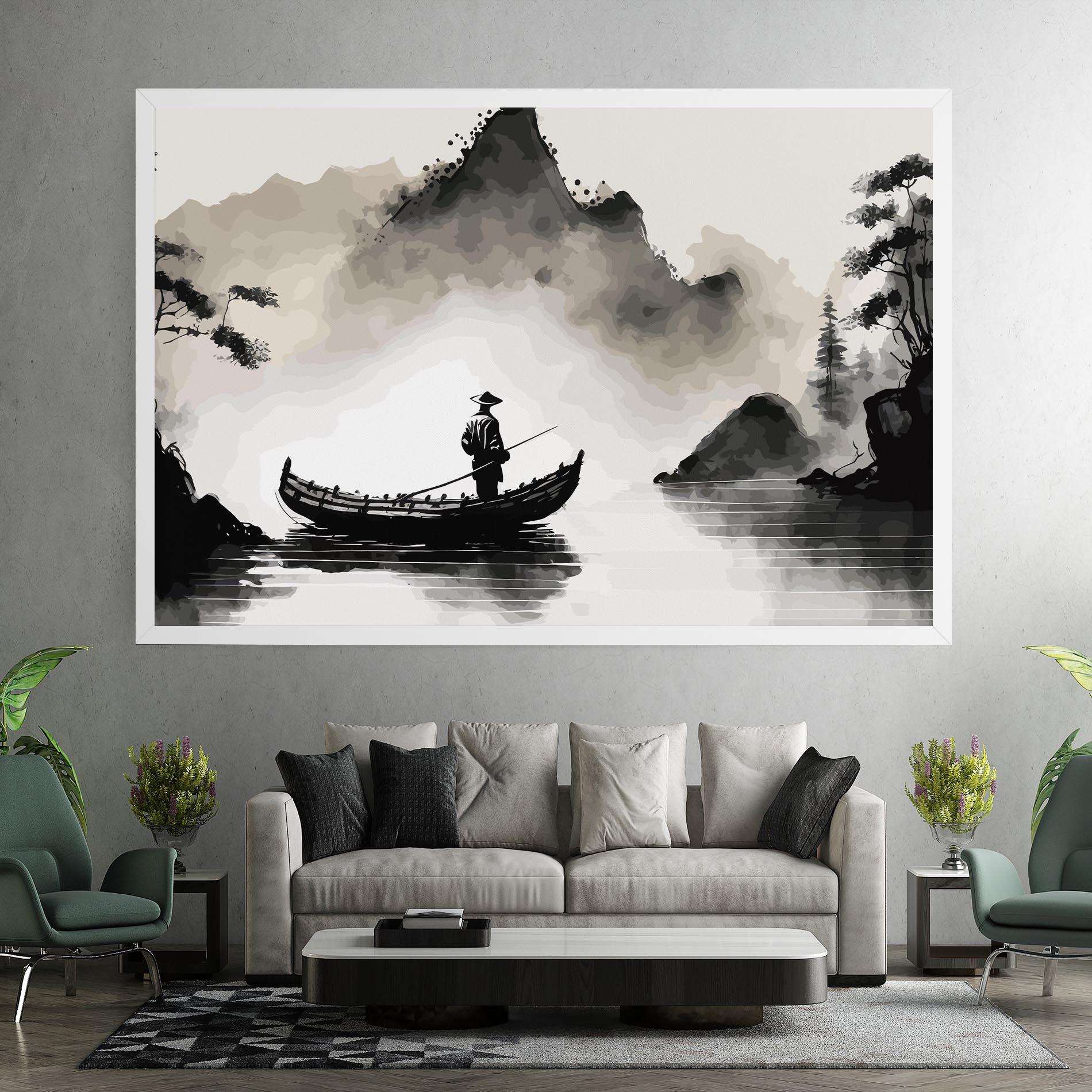 Tablou Canvas Black Ink Boat mockup 7