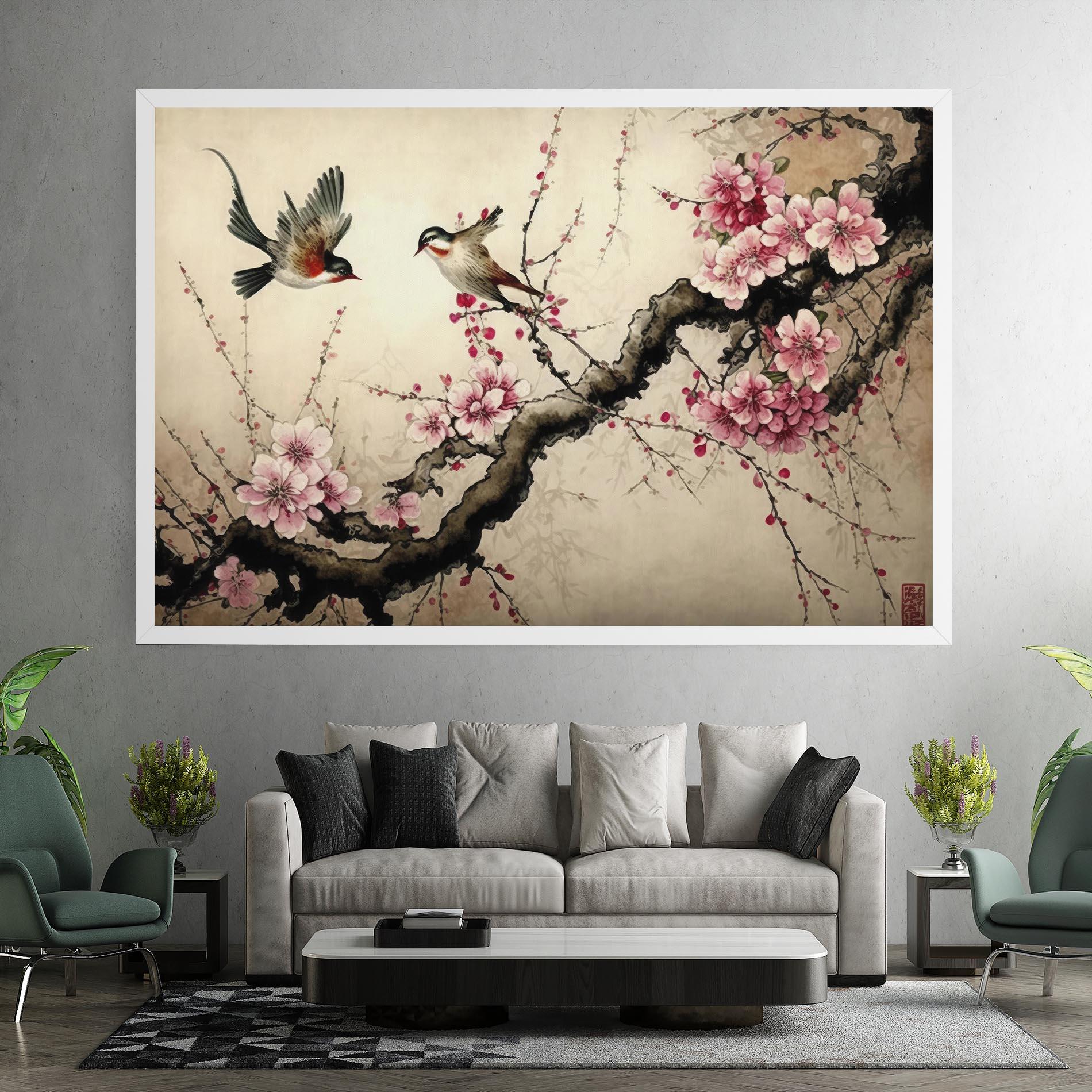 Tablou Canvas Cherry Blossom Birds mockup 7