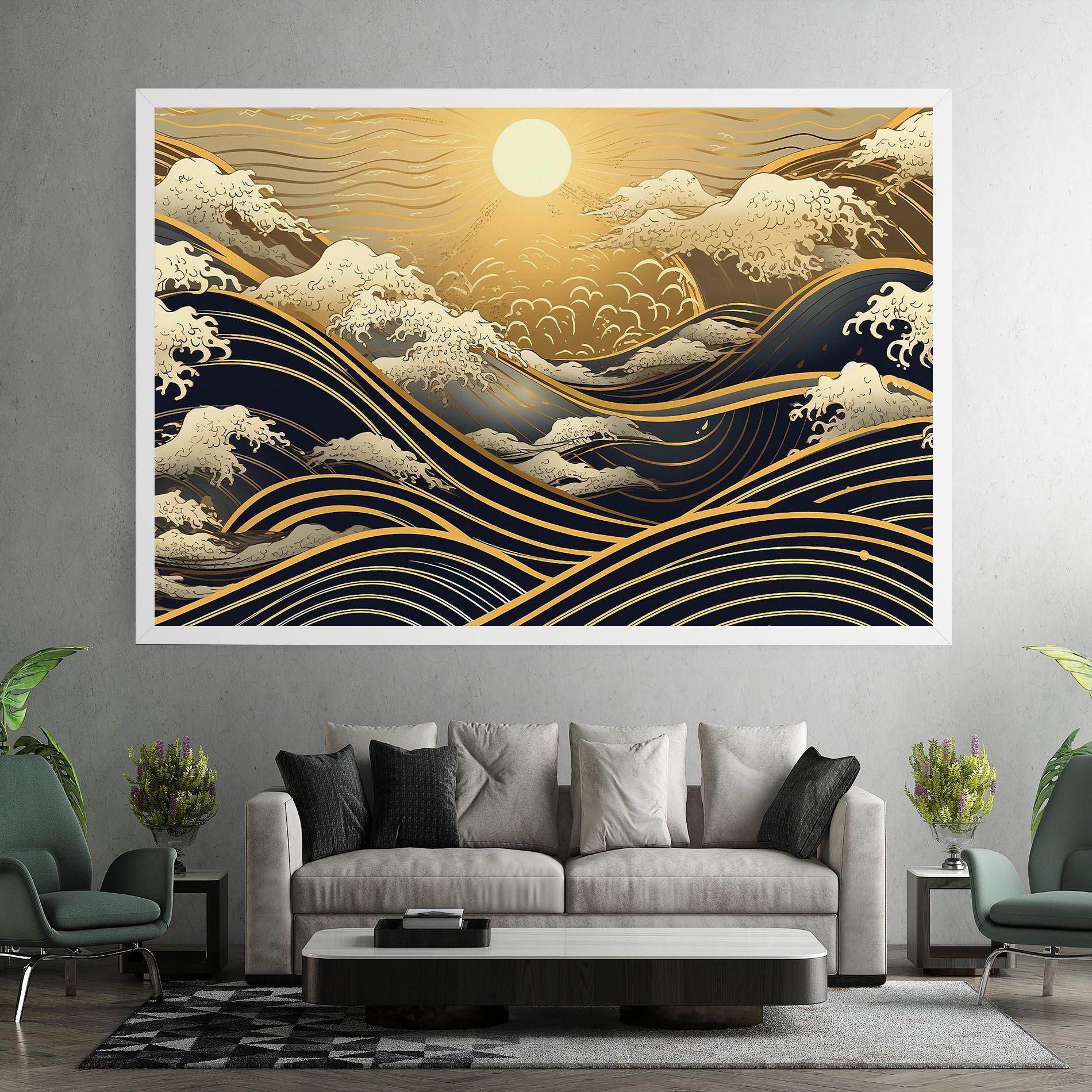 Tablou Canvas Gold Waves Landscape mockup 7