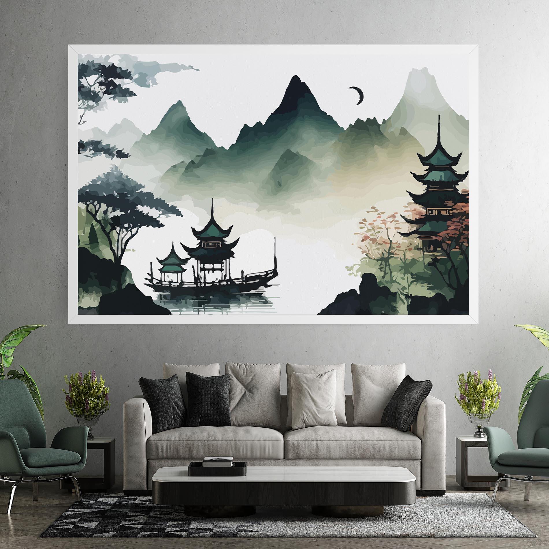 Tablou Canvas Green Mountain Moon mockup 7