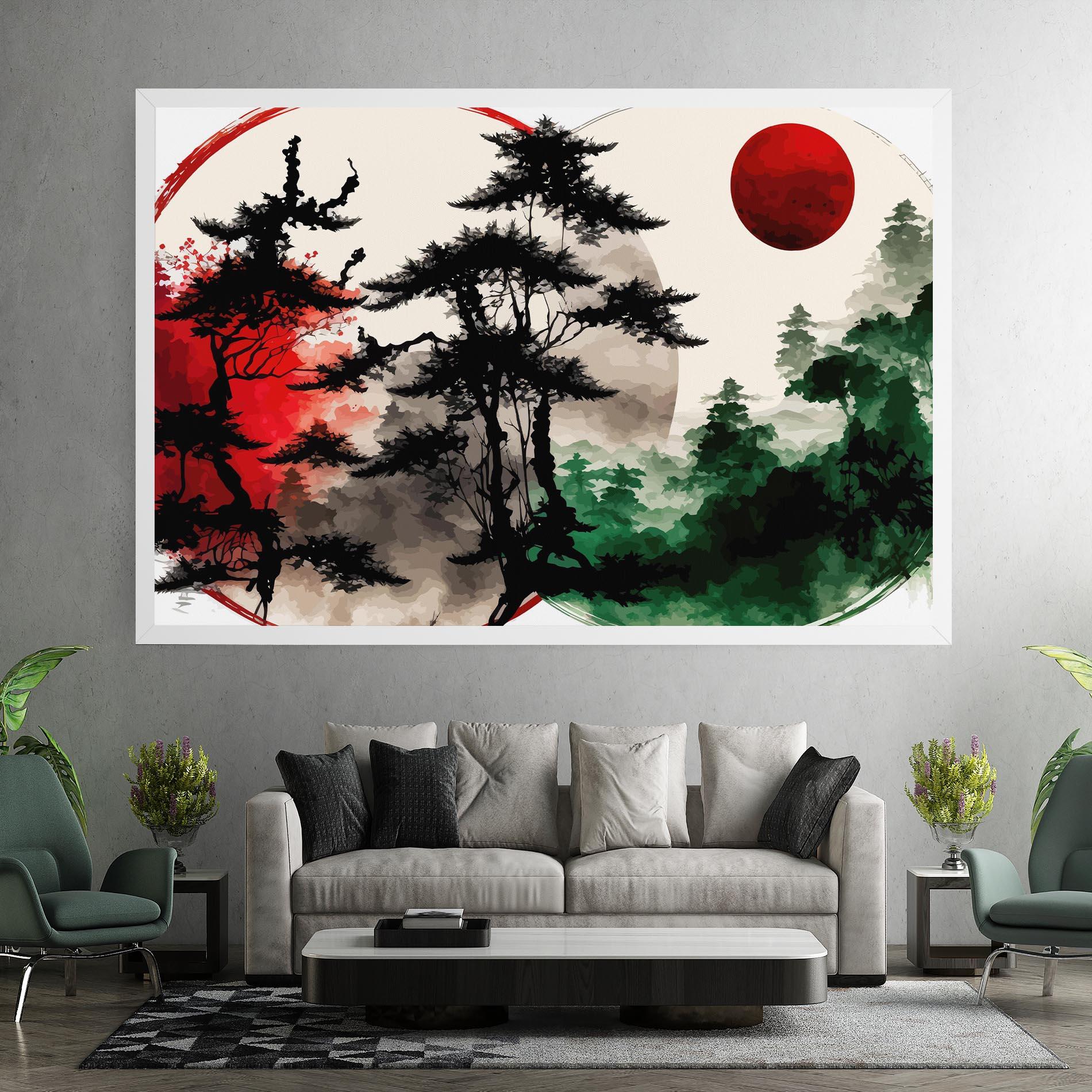 Tablou Canvas Green Red Tree Art mockup 7