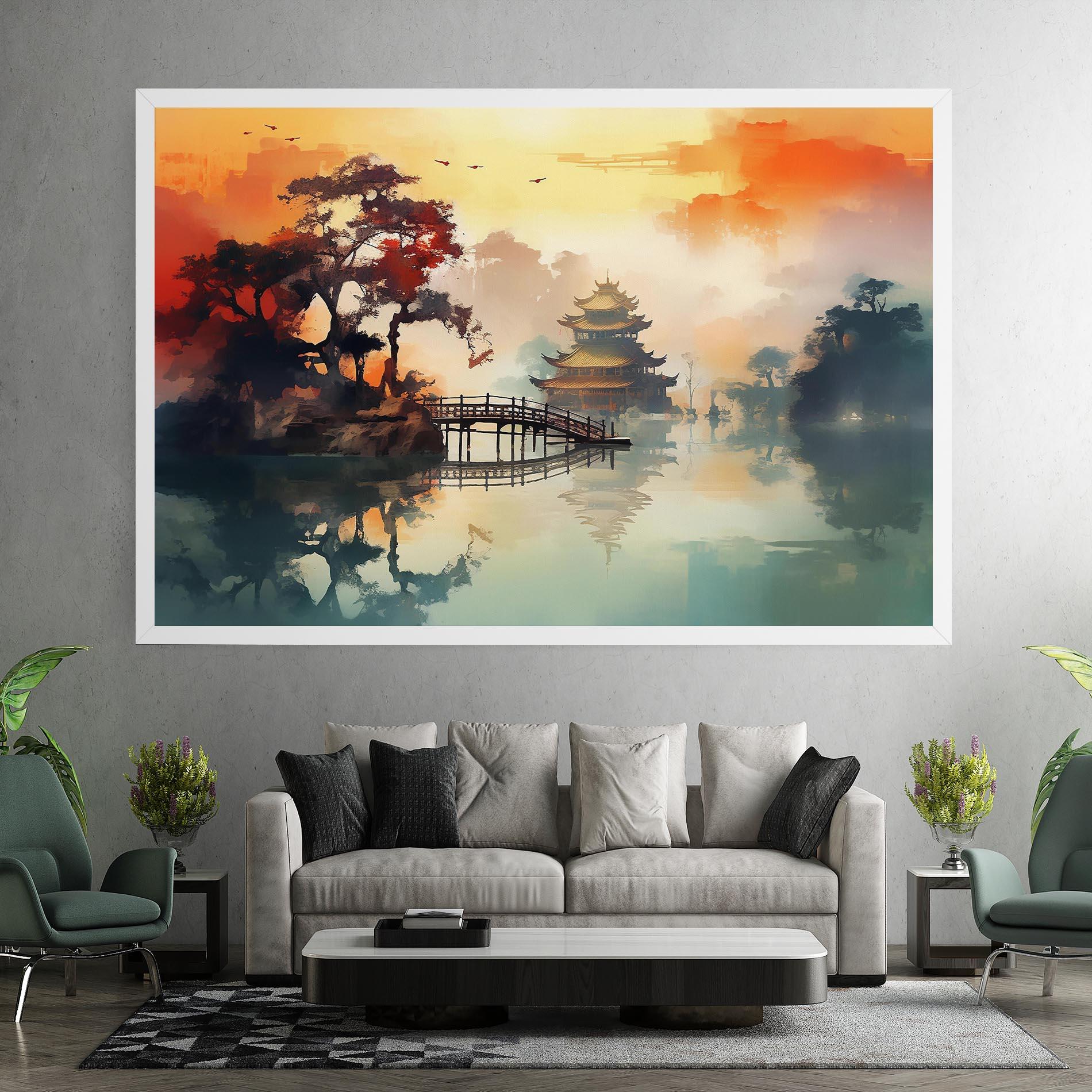 Tablou Canvas Sunset Fog Water mockup 7