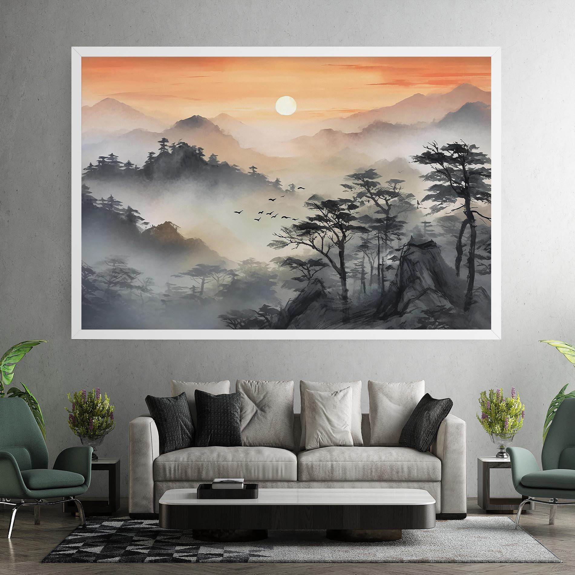 Tablou Canvas Sunset Fog mockup 7
