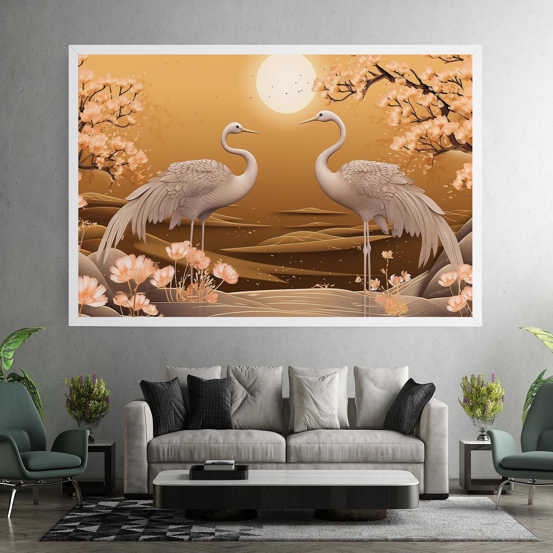Tablou Canvas White Chinese Birds mockup 7