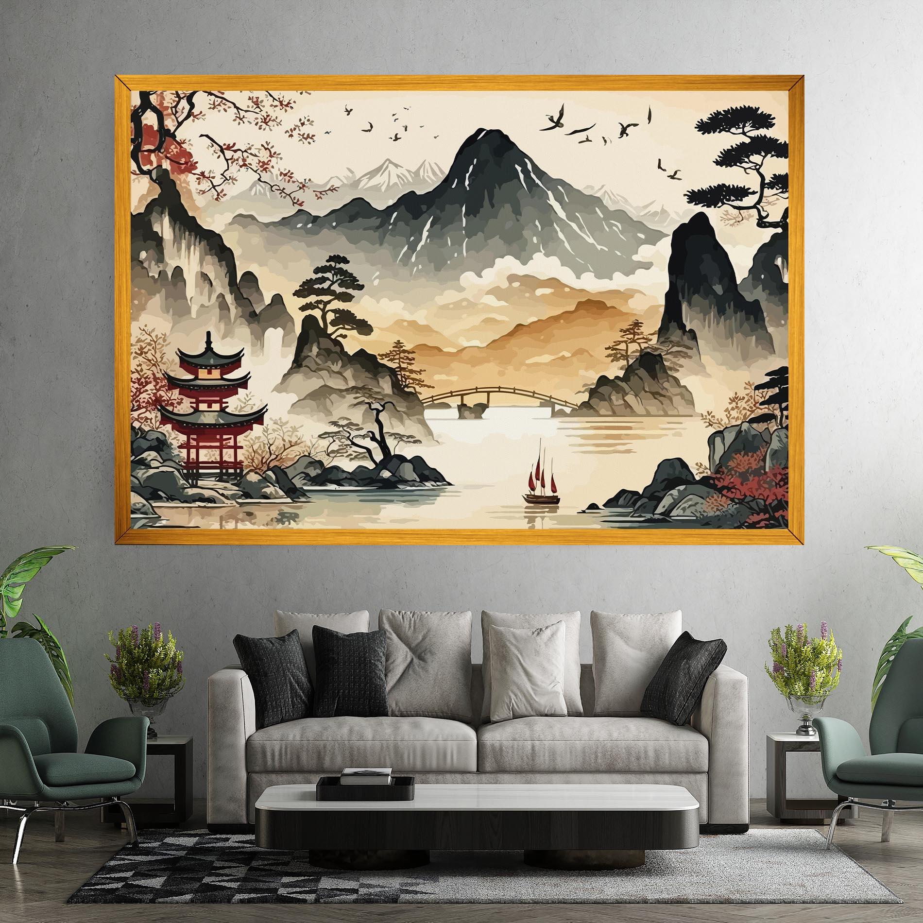 Tablou Canvas Asian Mountain View mockup 7